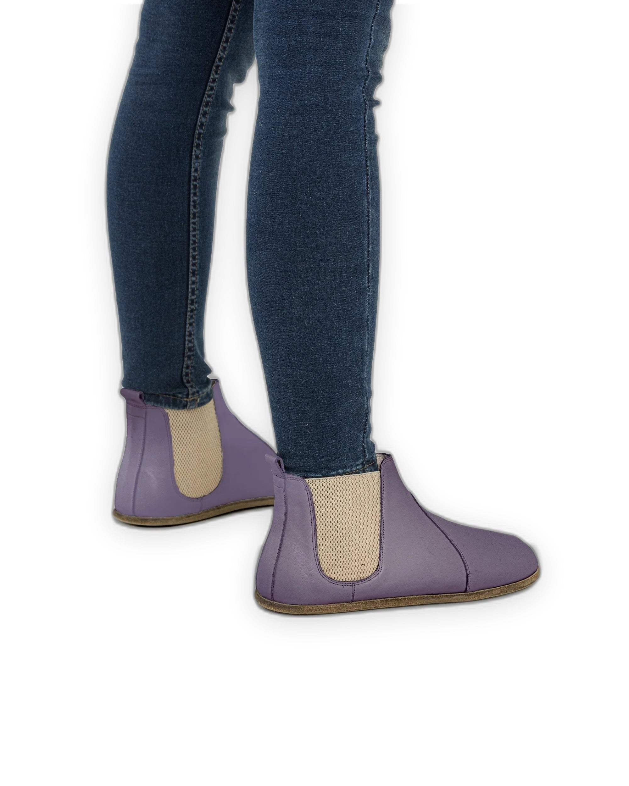 Pair Purple Chelsea Boots - Barefoot Wide Toe Calf Leather | Bespoky