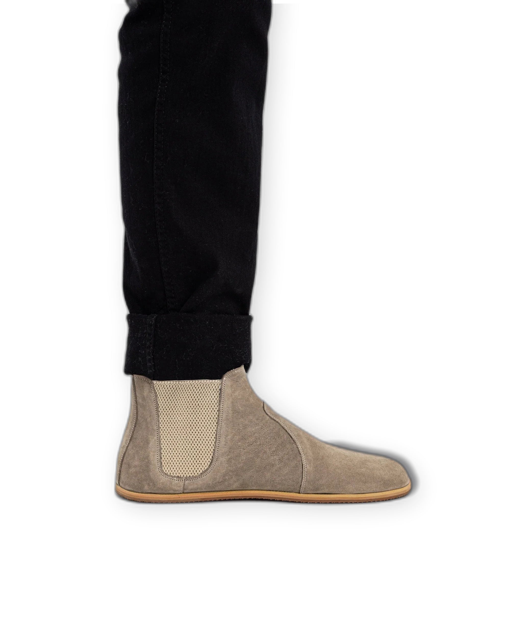 Pair Beige Chelsea Boots - Barefoot Wide Toe Calf Leather | Bespoky