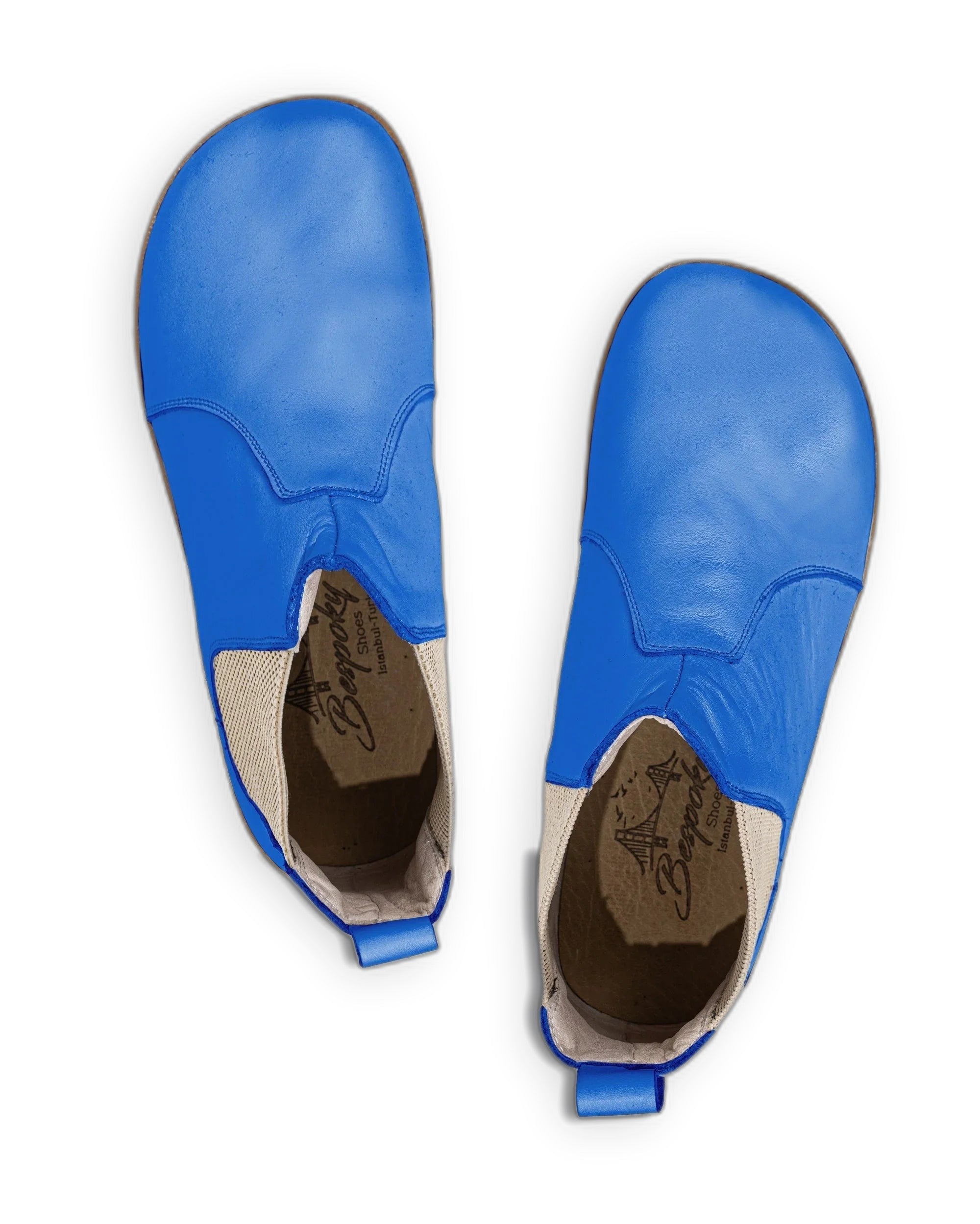 Pair Blue Chelsea Boots - Barefoot Wide Toe Calf Leather | Bespoky