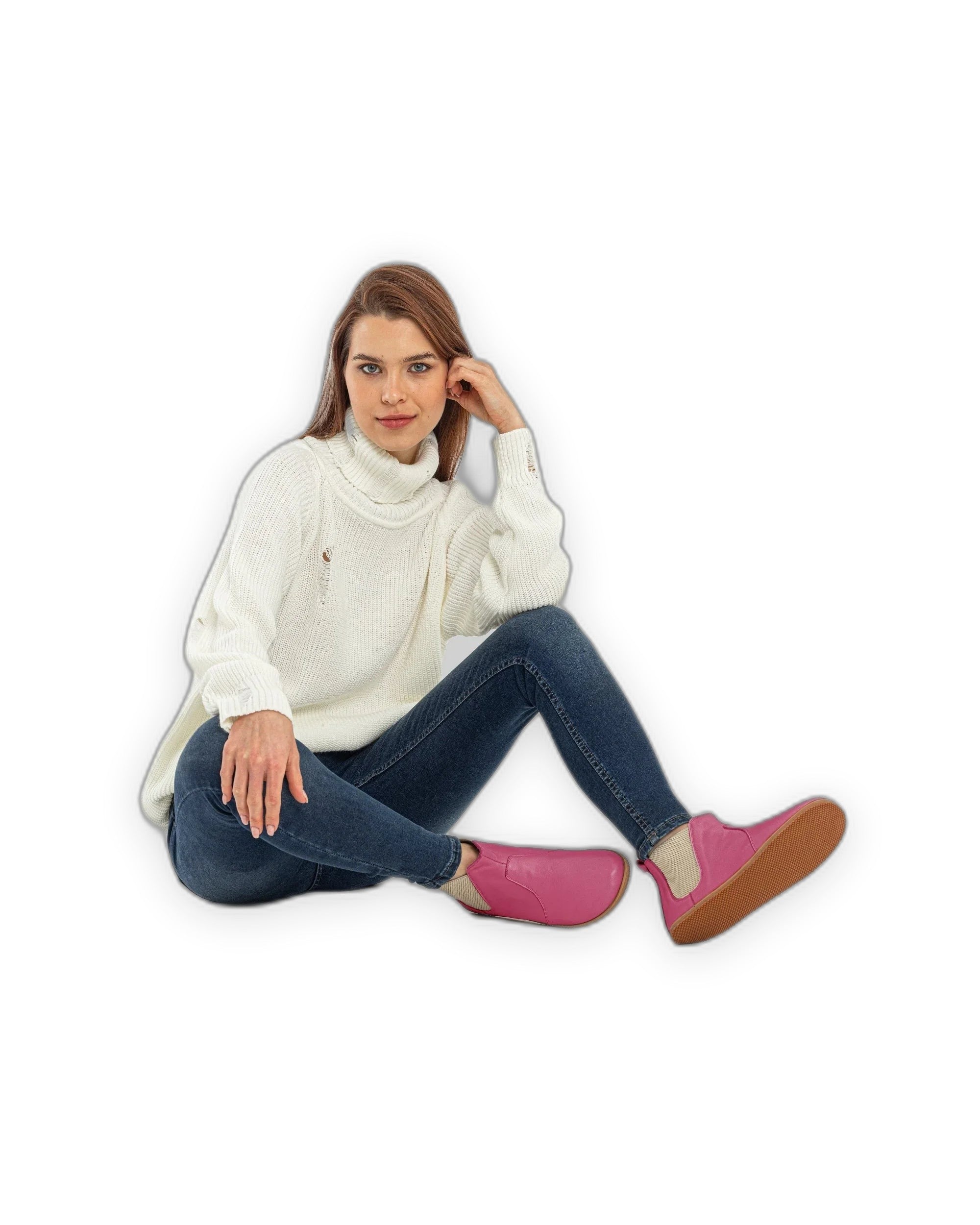 Close-up calf leather - Fuchsia Chelsea Boots Detail | Bespoky