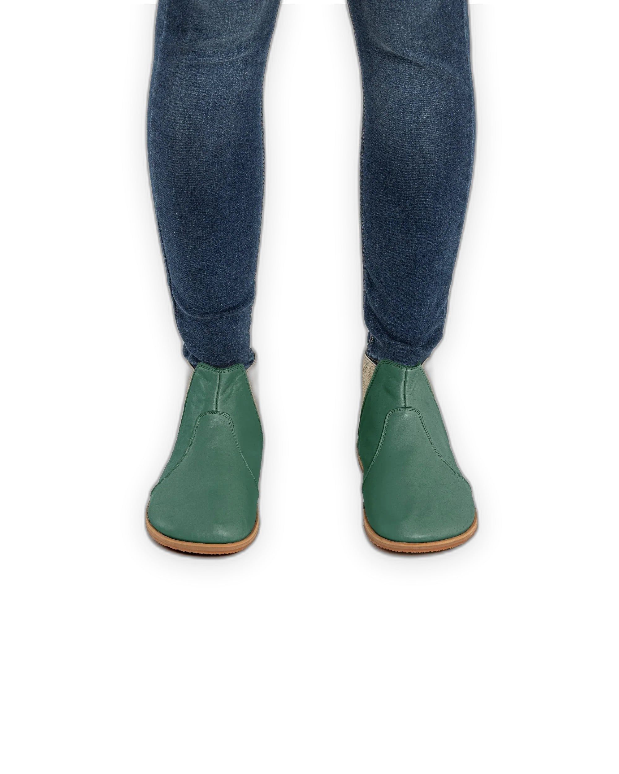 Pair Green Chelsea Boots - Barefoot Wide Toe Calf Leather | Bespoky