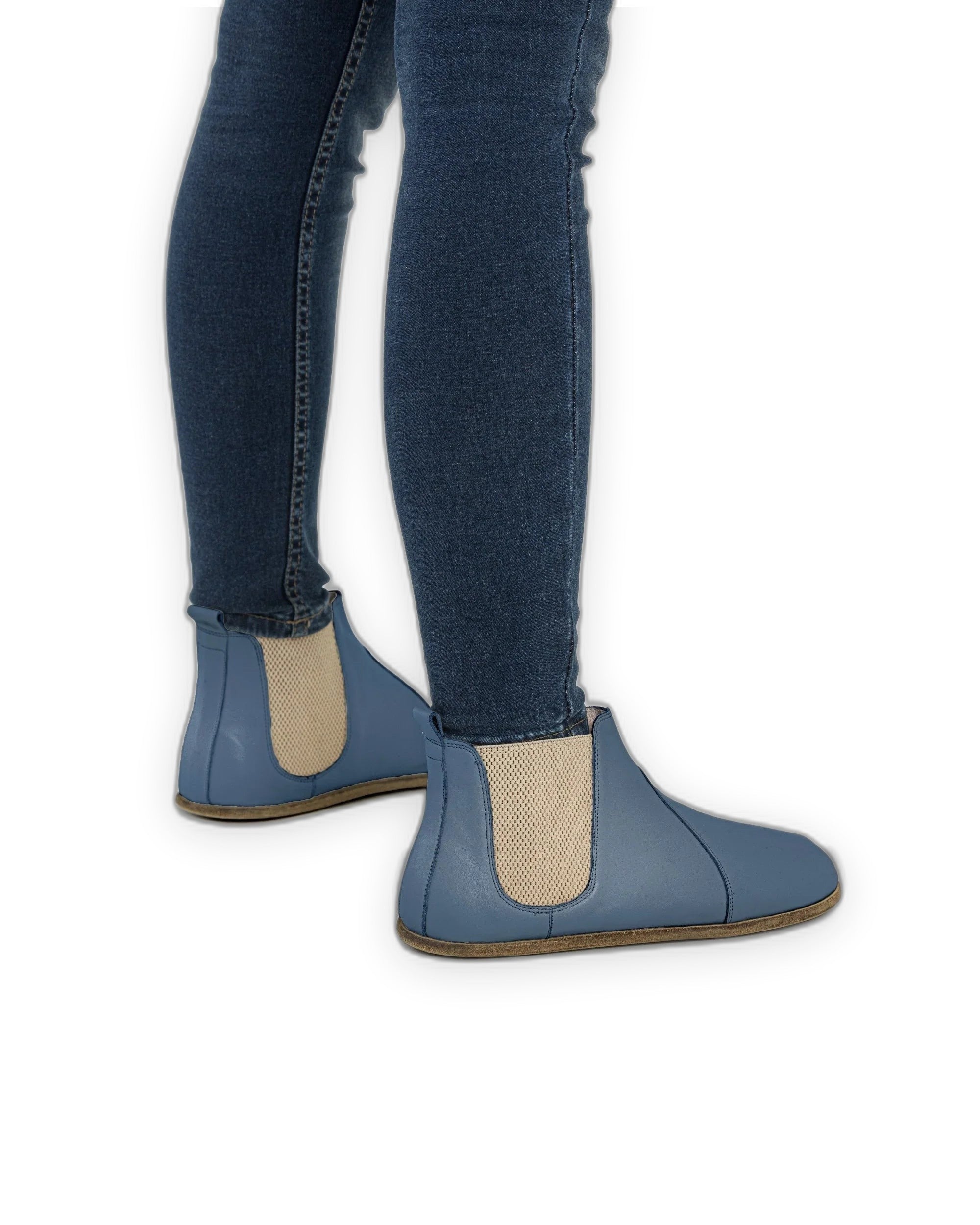 Side view Jean Blue Chelsea Boots - Calf Leather Zero Drop | Bespoky