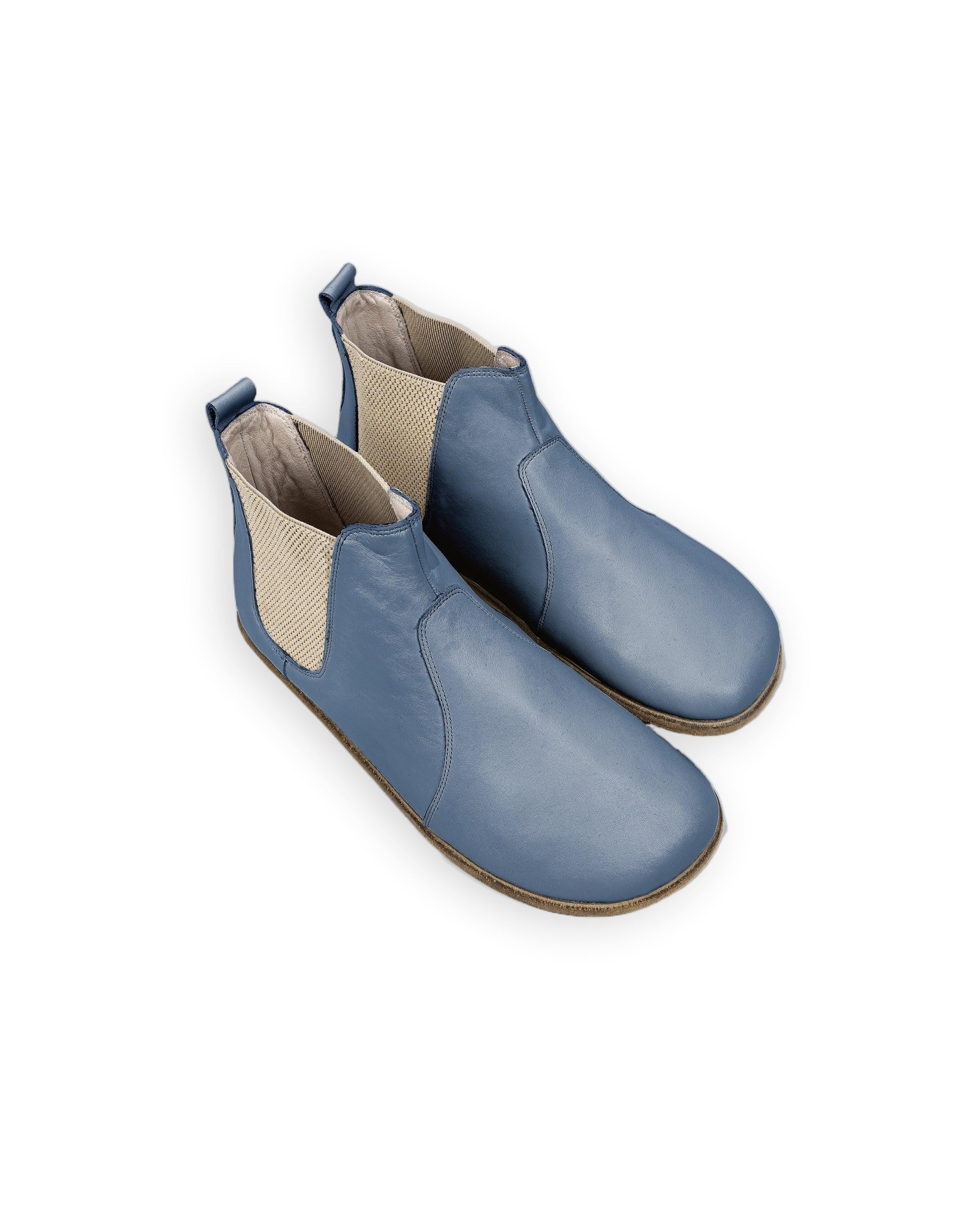 Women's Jean Blue Chelsea Boots - Handcrafted Calf Leather Wide Toe Box | Bespoky
