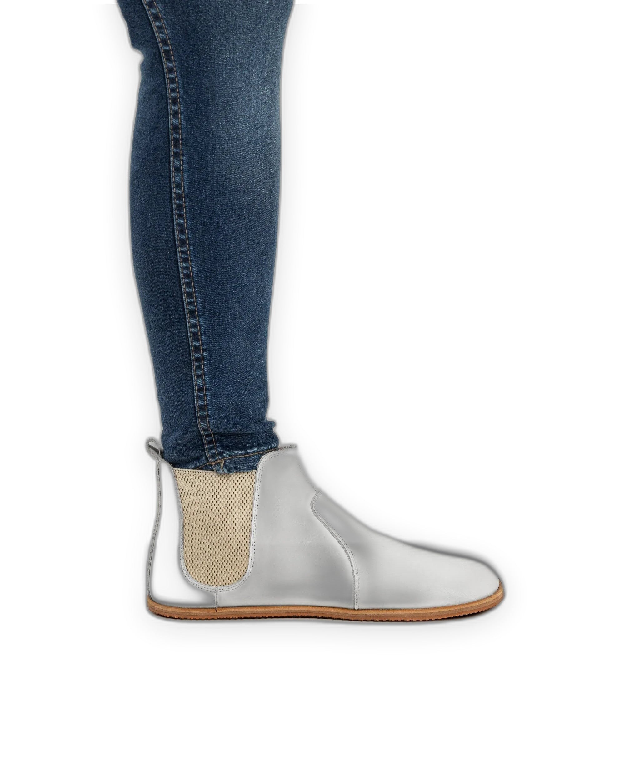 Detail White Chelsea Boots - Handcrafted Calf Leather Turkey | Bespoky