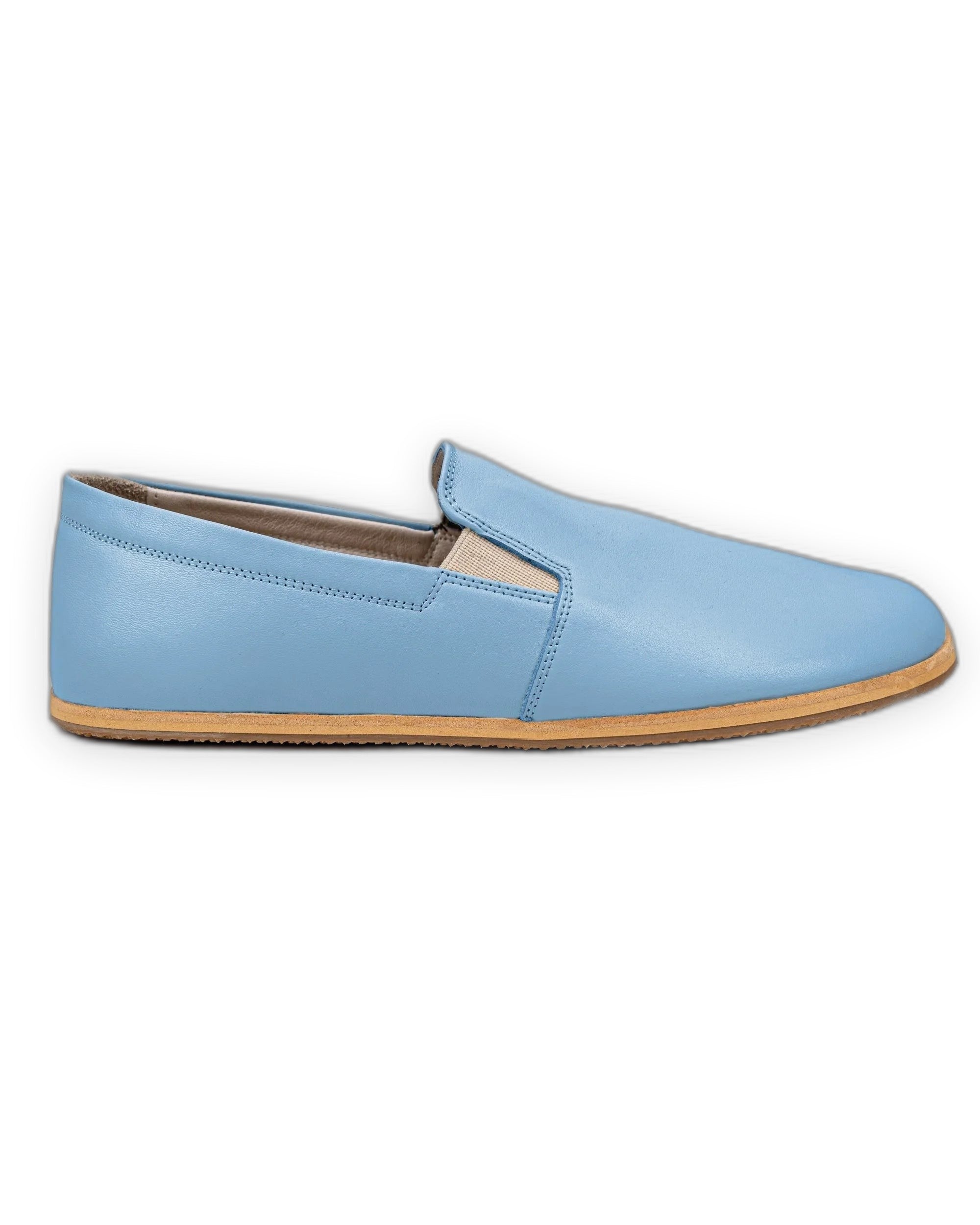 Top view Baby Blue Barefoot Shoes - Handcrafted Calf Leather | Bespoky