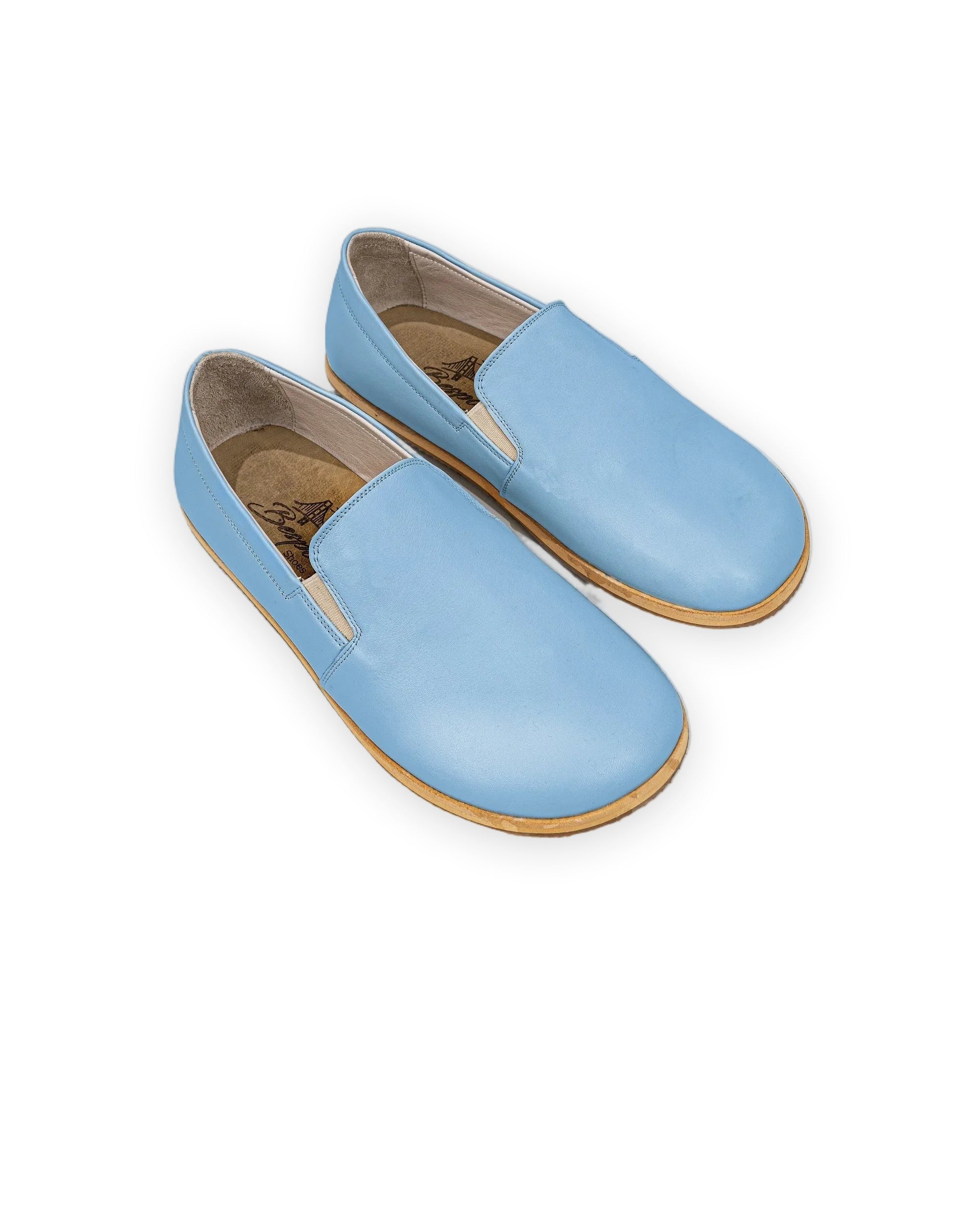 Men's Baby Blue Barefoot Shoes - Handcrafted Calf Leather Wide Toe Box | Bespoky