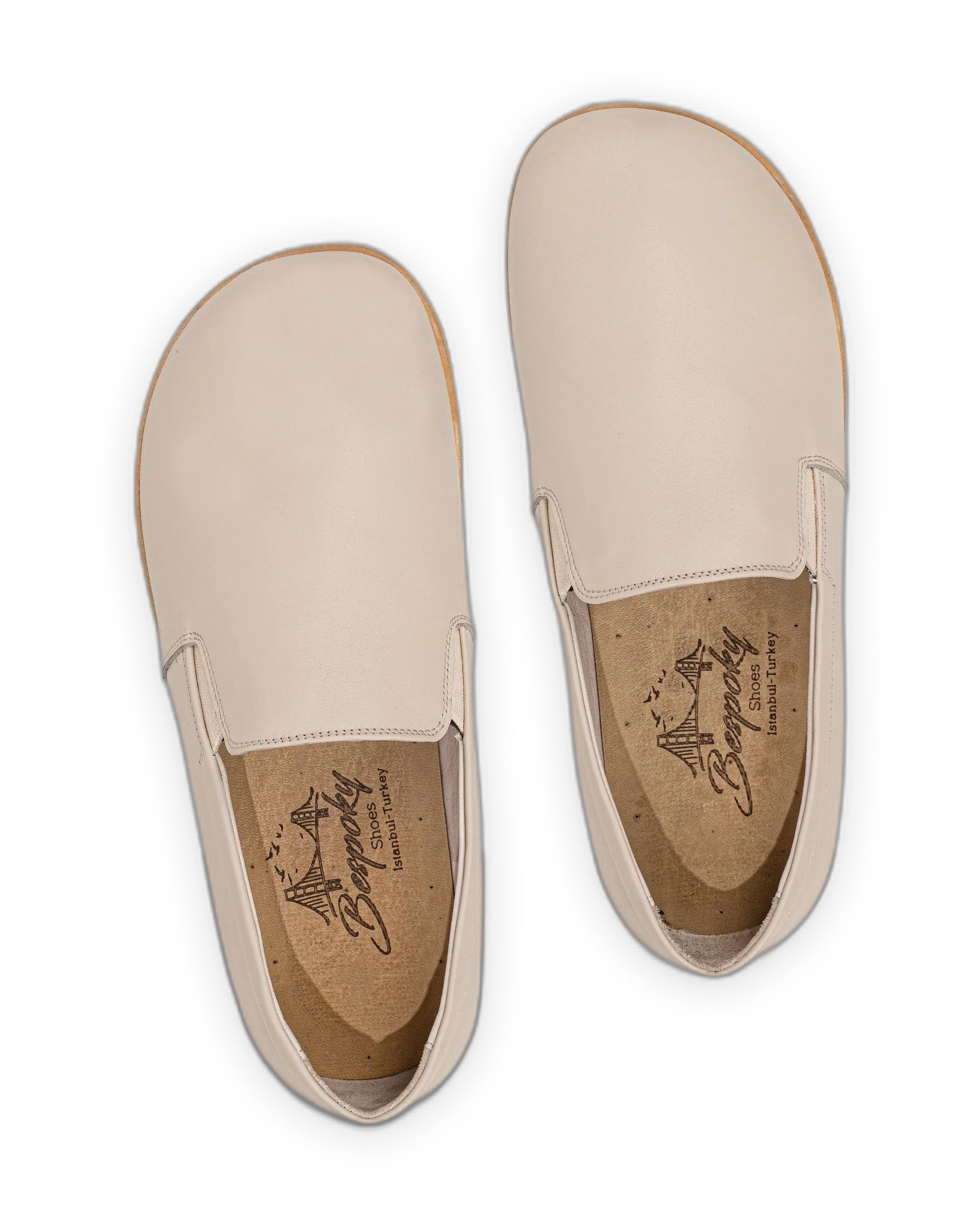 Back view Beige Barefoot Shoes - Calf Leather Handcrafted | Bespoky