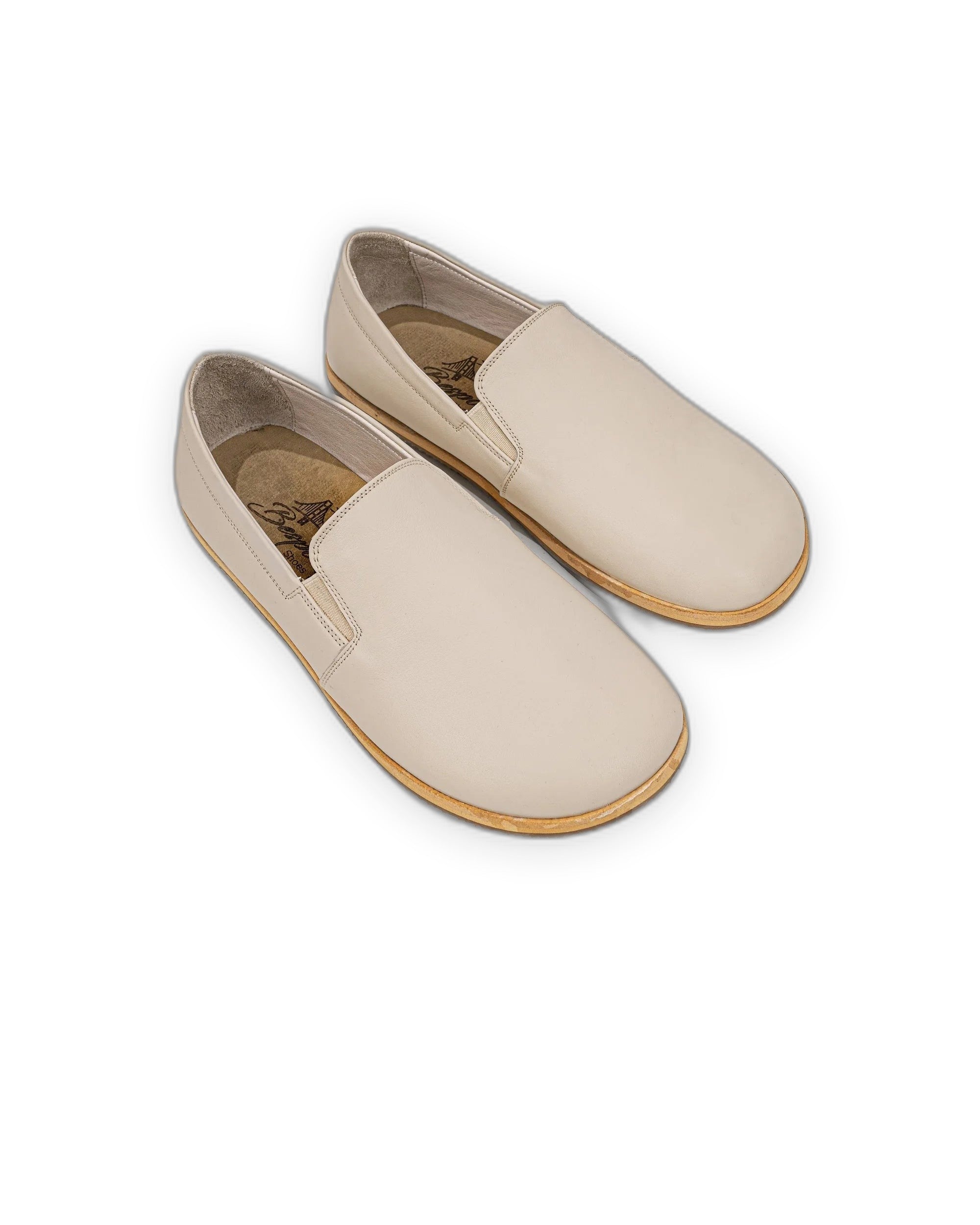 Men's Beige Barefoot Shoes - Handcrafted Calf Leather Wide Toe Box | Bespoky