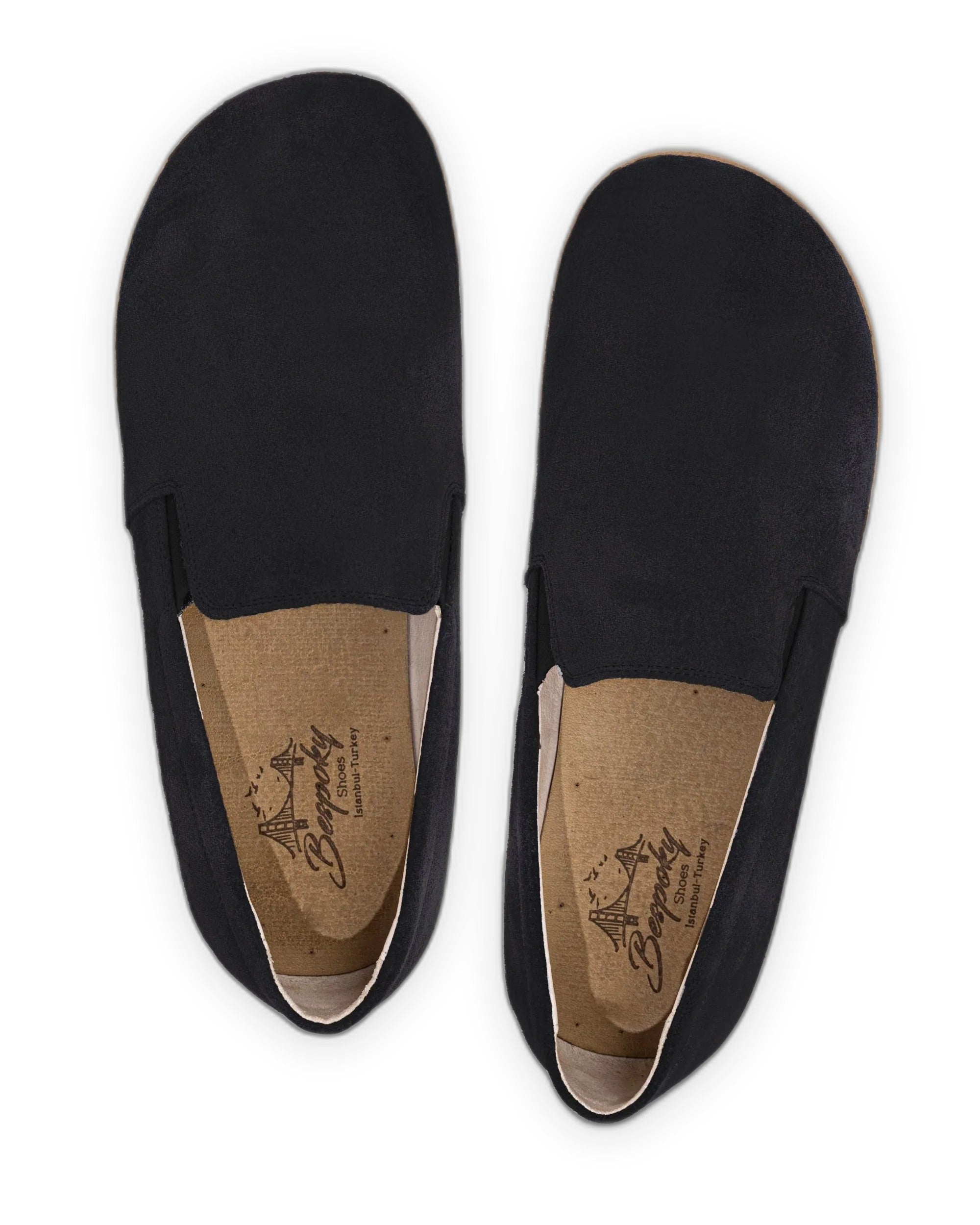 Pair Black Suede Barefoot Shoes - Barefoot Wide Toe Calf Leather | Bespoky