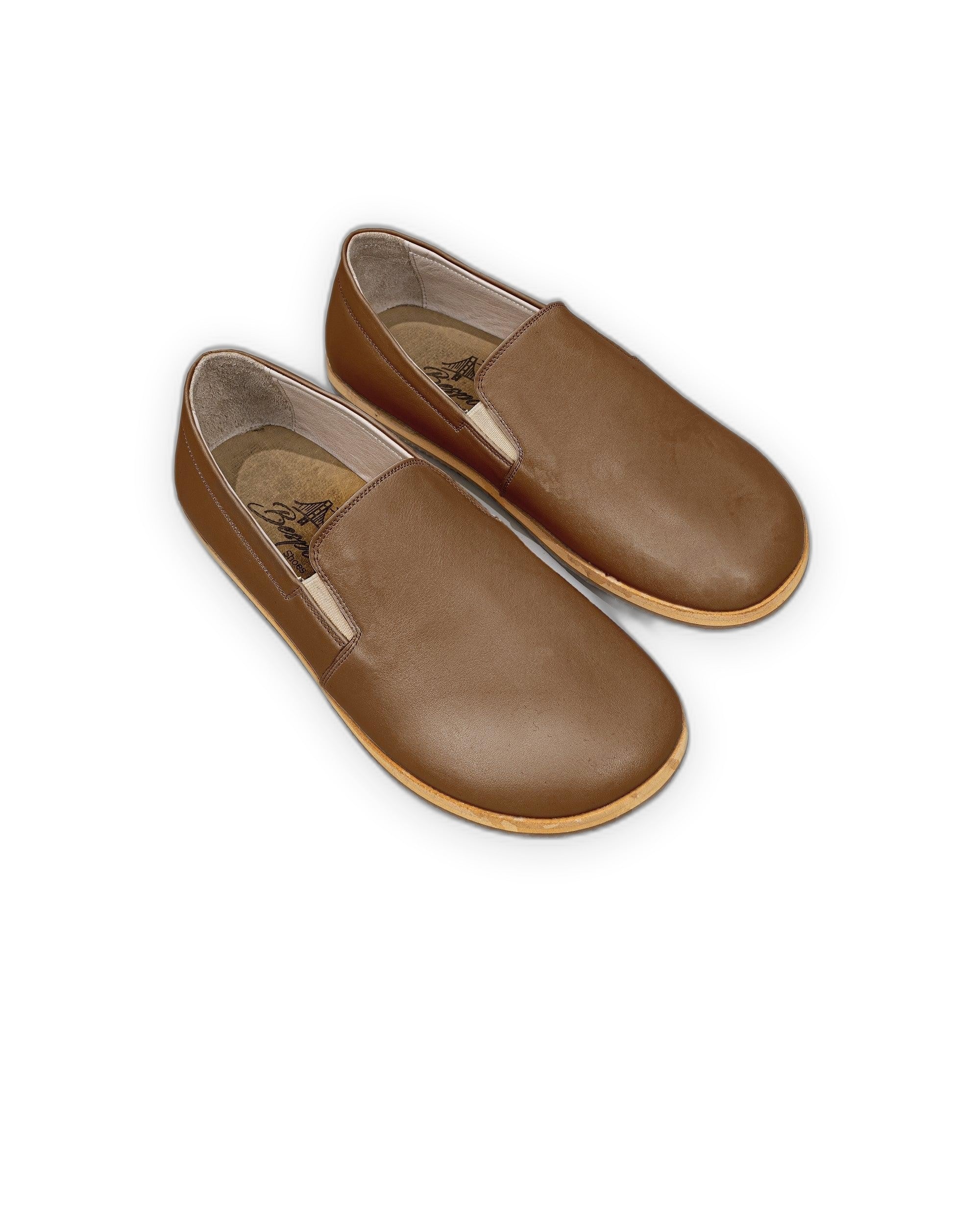 Men's Dark Tan Barefoot Shoes - Handcrafted Calf Leather Wide Toe Box | Bespoky