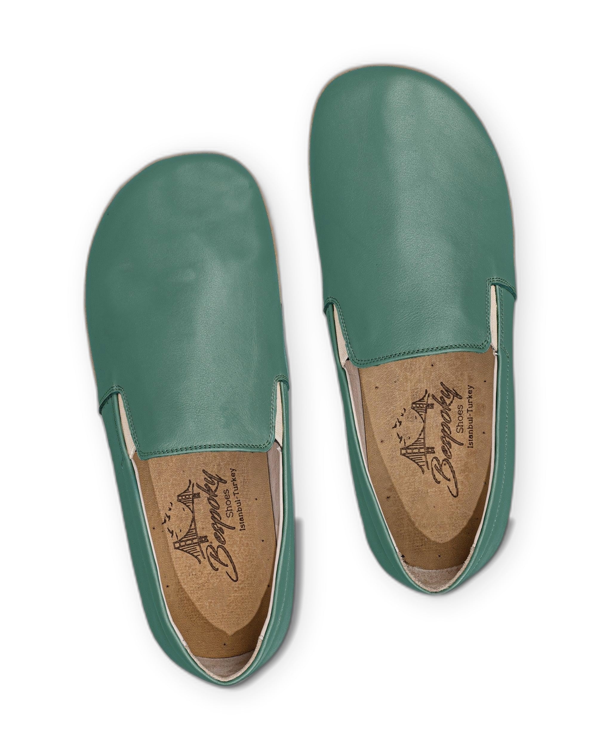 Side view Green Barefoot Shoes - Calf Leather Zero Drop | Bespoky