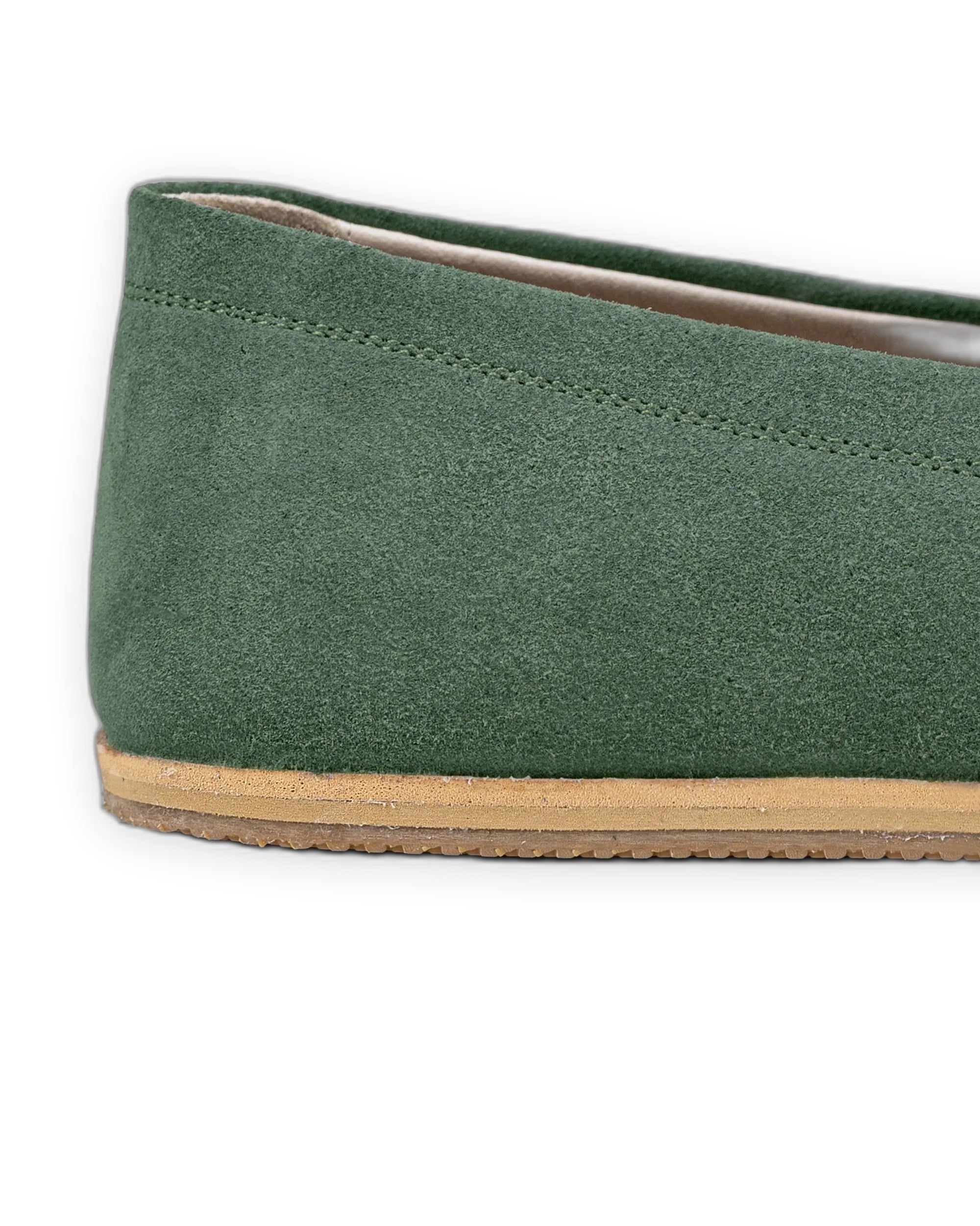 Top view Green Suede Barefoot Shoes - Handcrafted Calf Leather | Bespoky