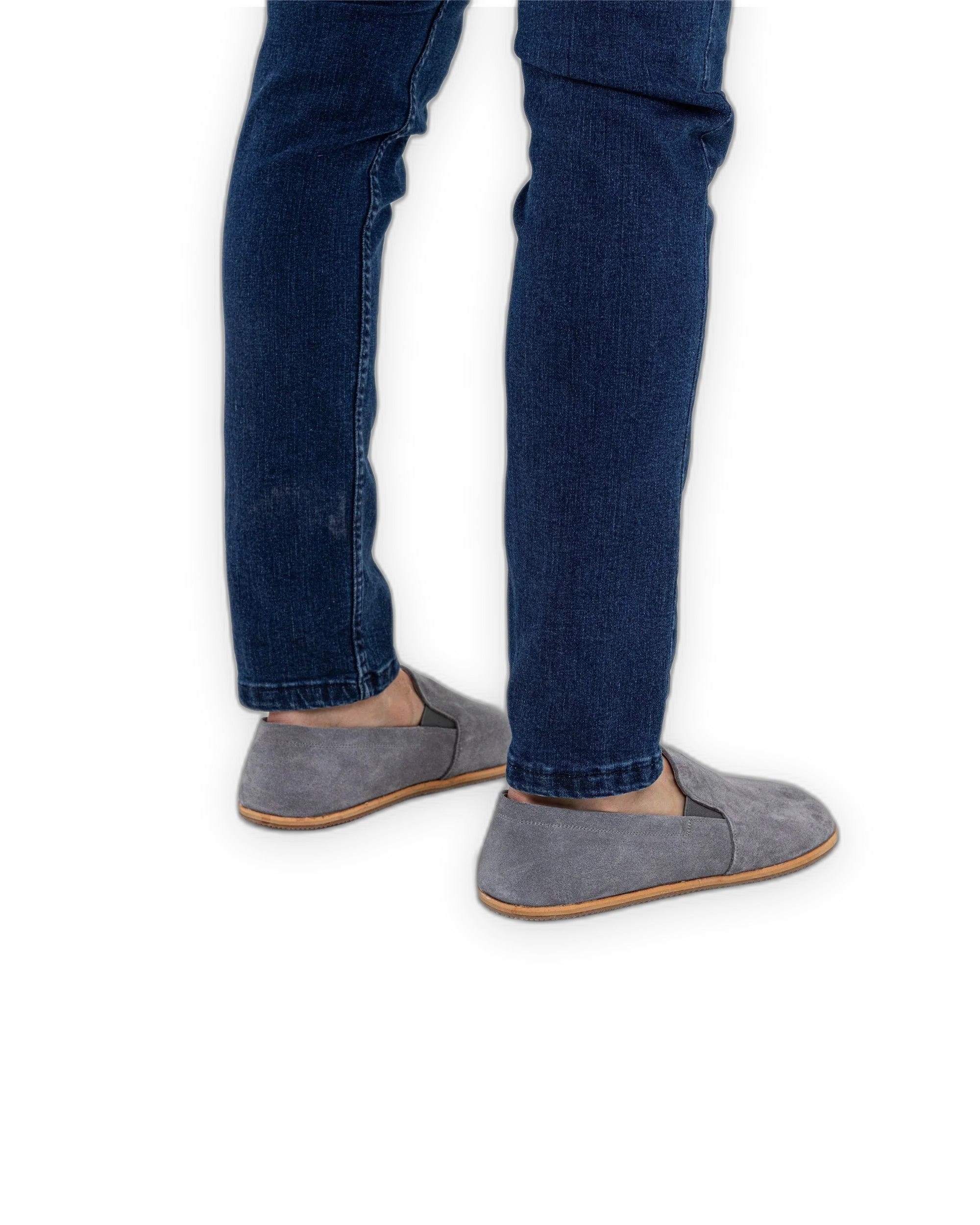 Detail Grey Suede Barefoot Shoes - Handcrafted Calf Leather Turkey | Bespoky