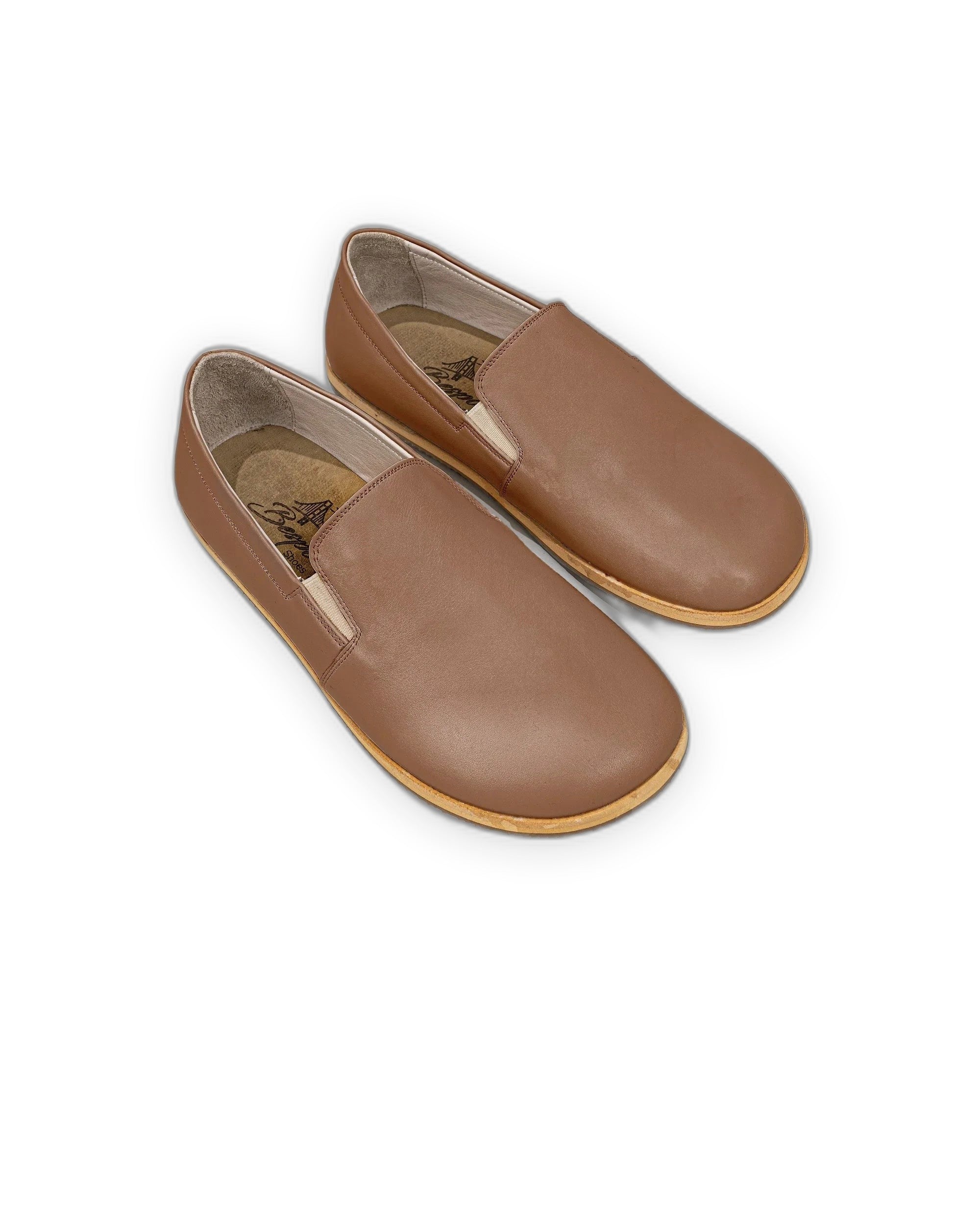 Men's Tan Barefoot Shoes - Handcrafted Calf Leather Wide Toe Box | Bespoky