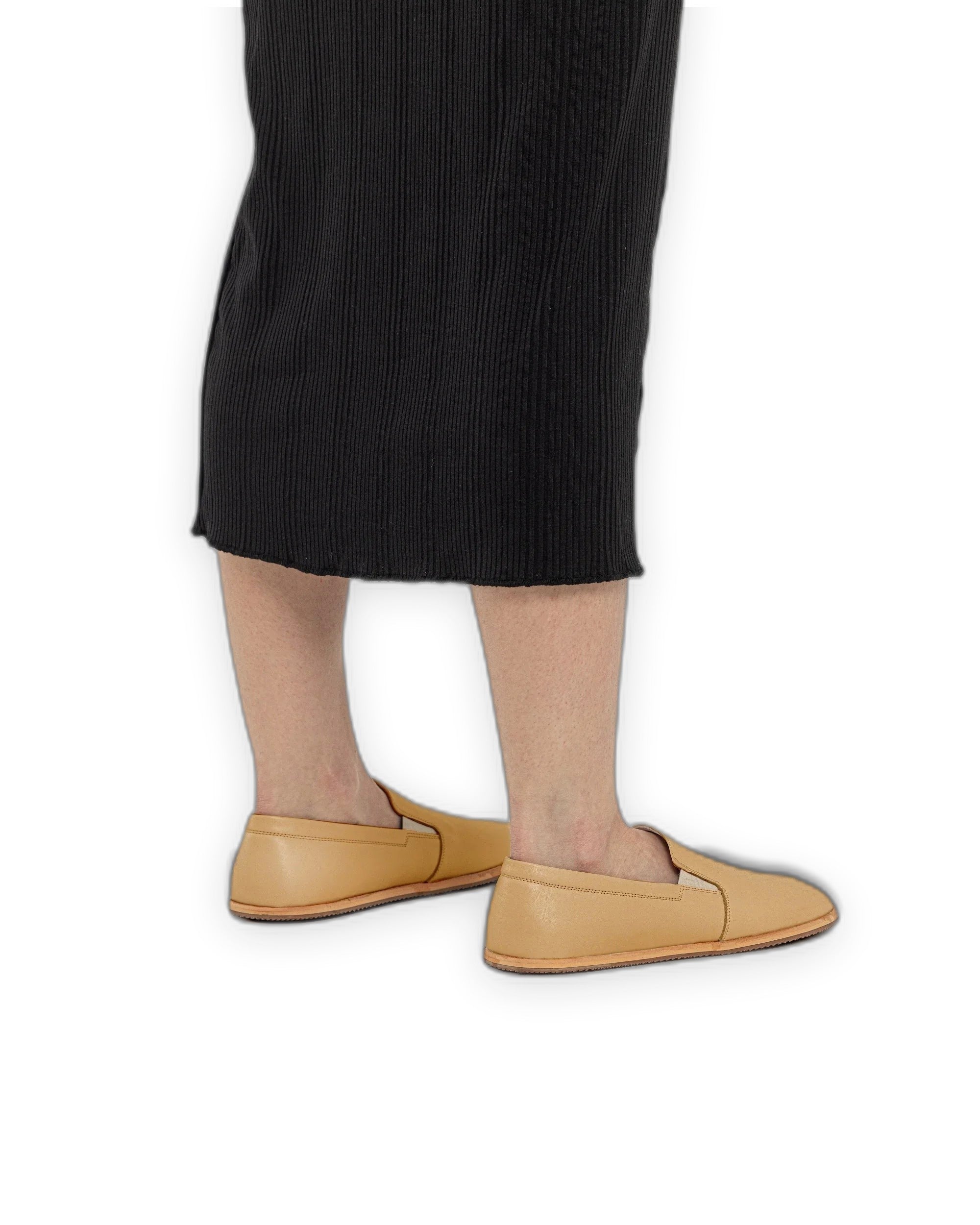 Close-up calf leather - Melon Yellow Barefoot Shoes Detail | Bespoky