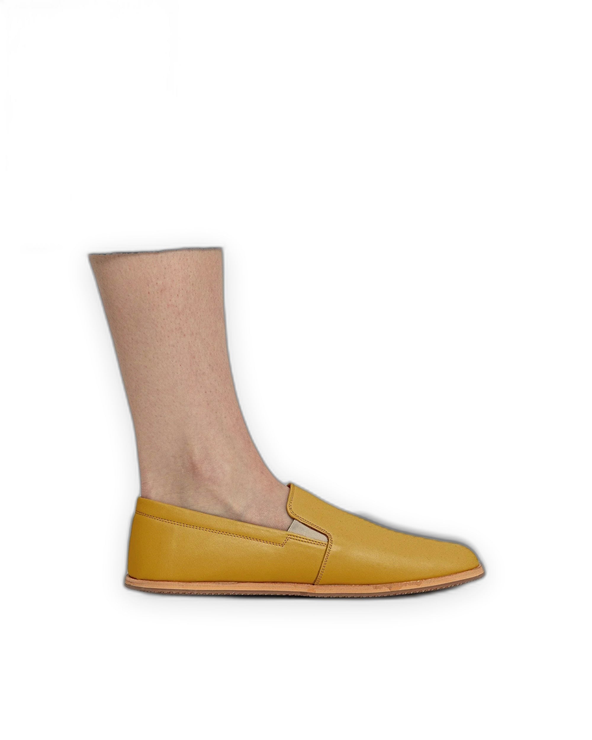Close-up calf leather - Mustard Barefoot Shoes Detail | Bespoky