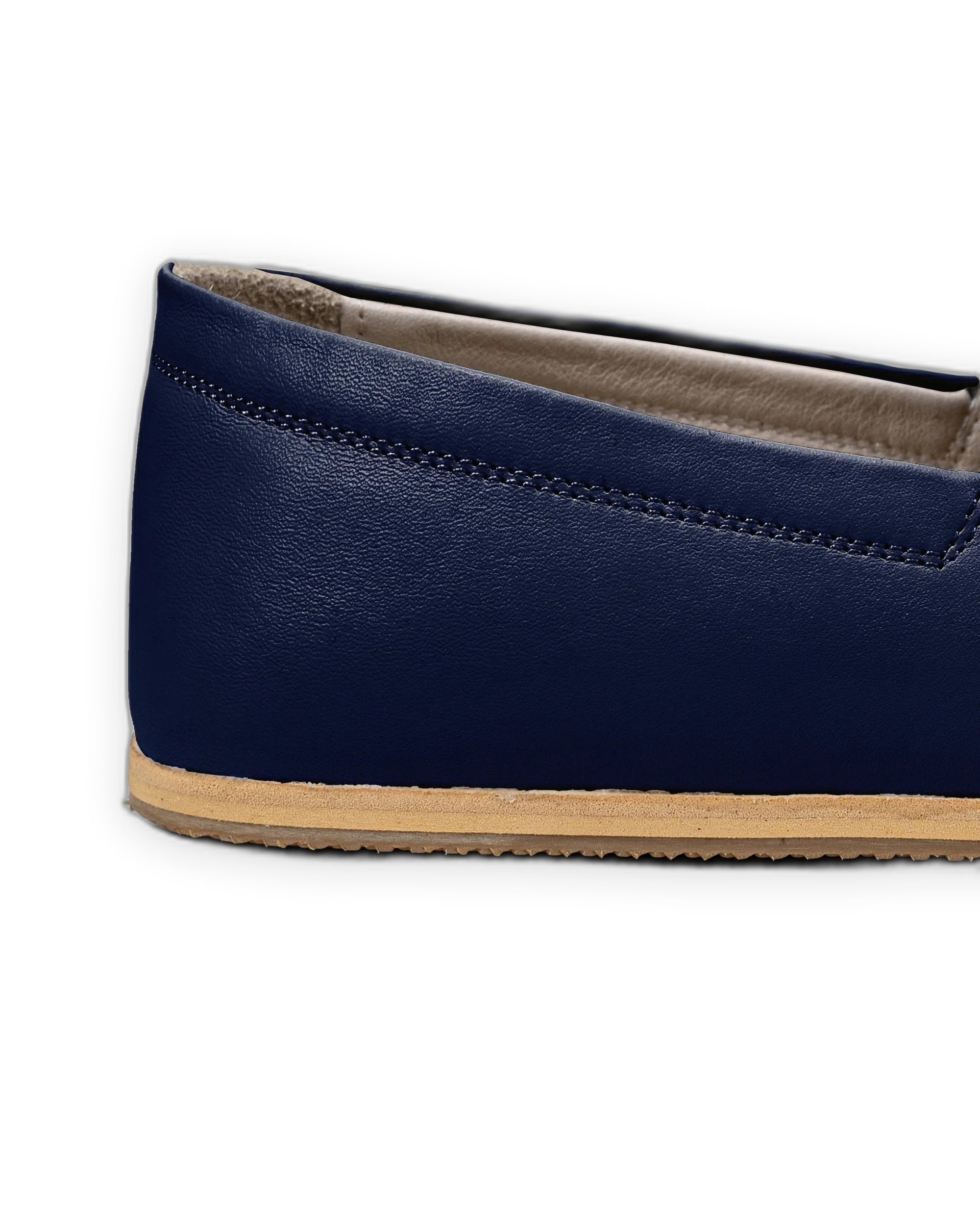 Detail Navy Blue Barefoot Shoes - Handcrafted Calf Leather Turkey | Bespoky