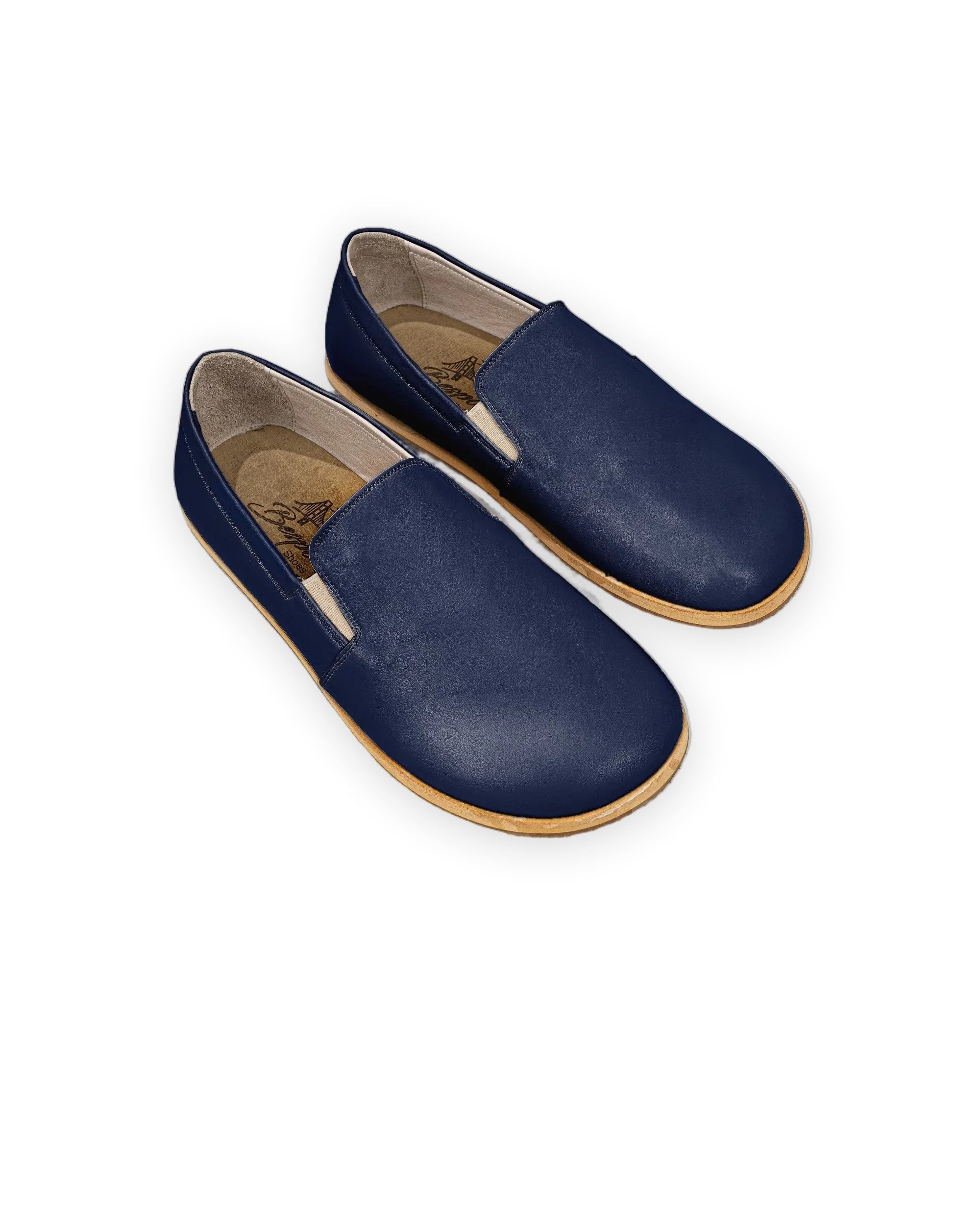 Men's Navy Blue Barefoot Shoes - Handcrafted Calf Leather Wide Toe Box | Bespoky