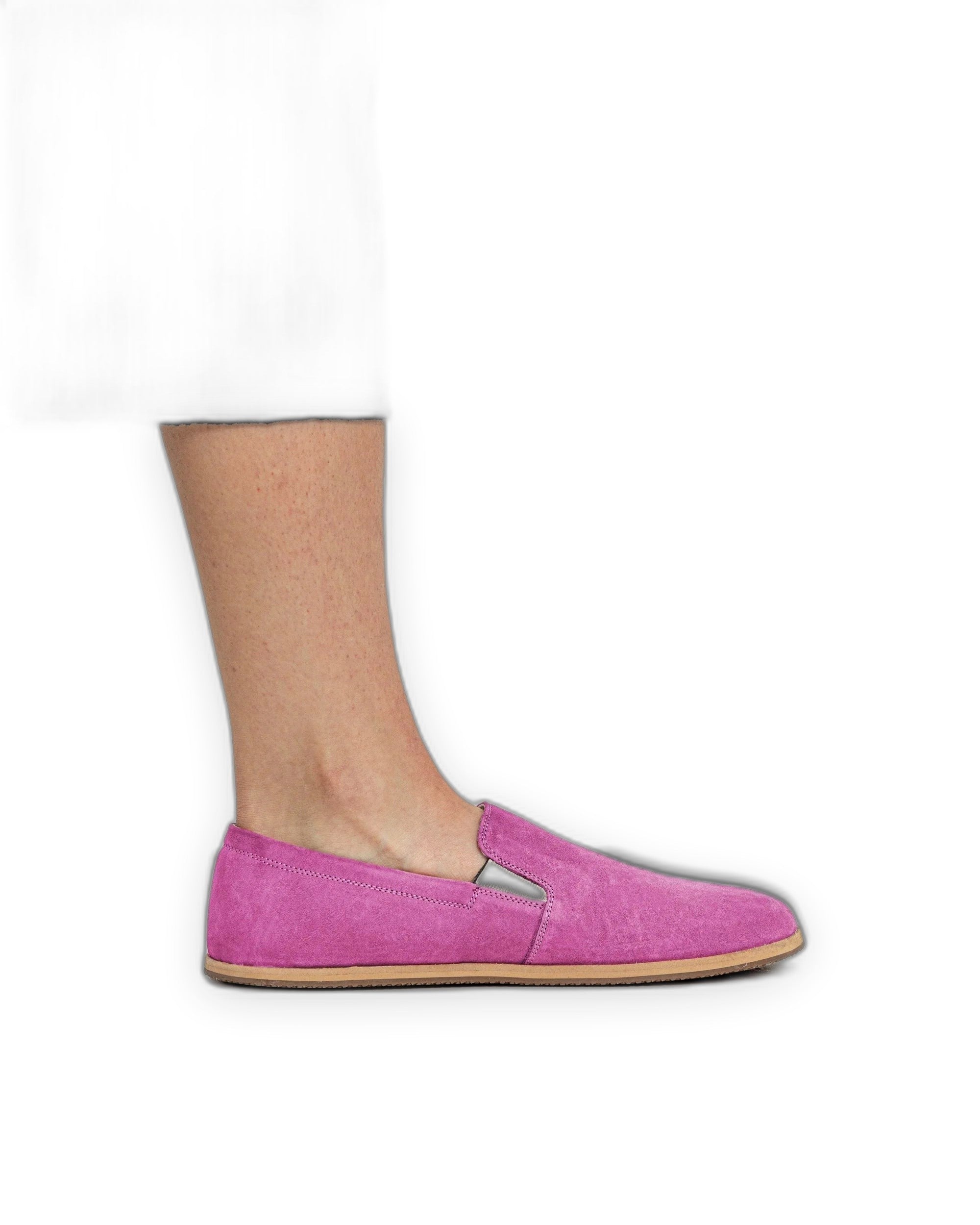 Back view Pink Nubuck Barefoot Shoes - Calf Leather Handcrafted | Bespoky