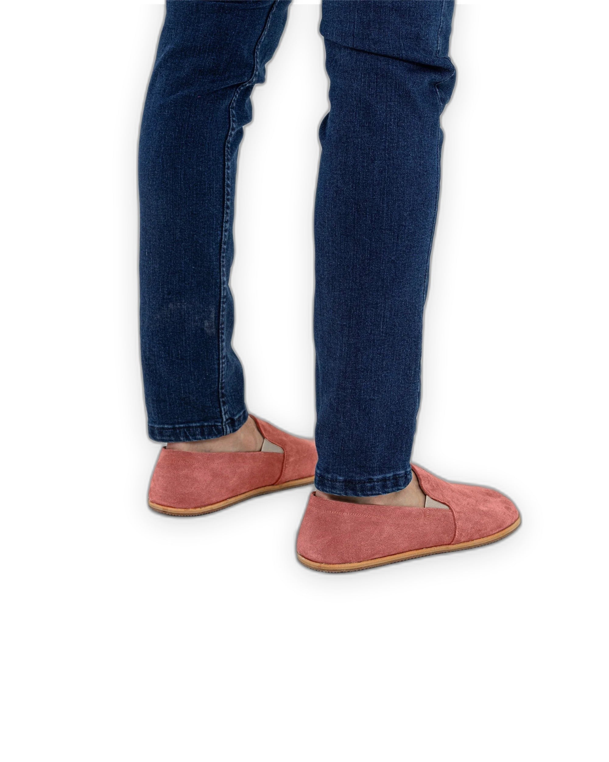 Pair Pink Suede Barefoot Shoes - Barefoot Wide Toe Calf Leather | Bespoky