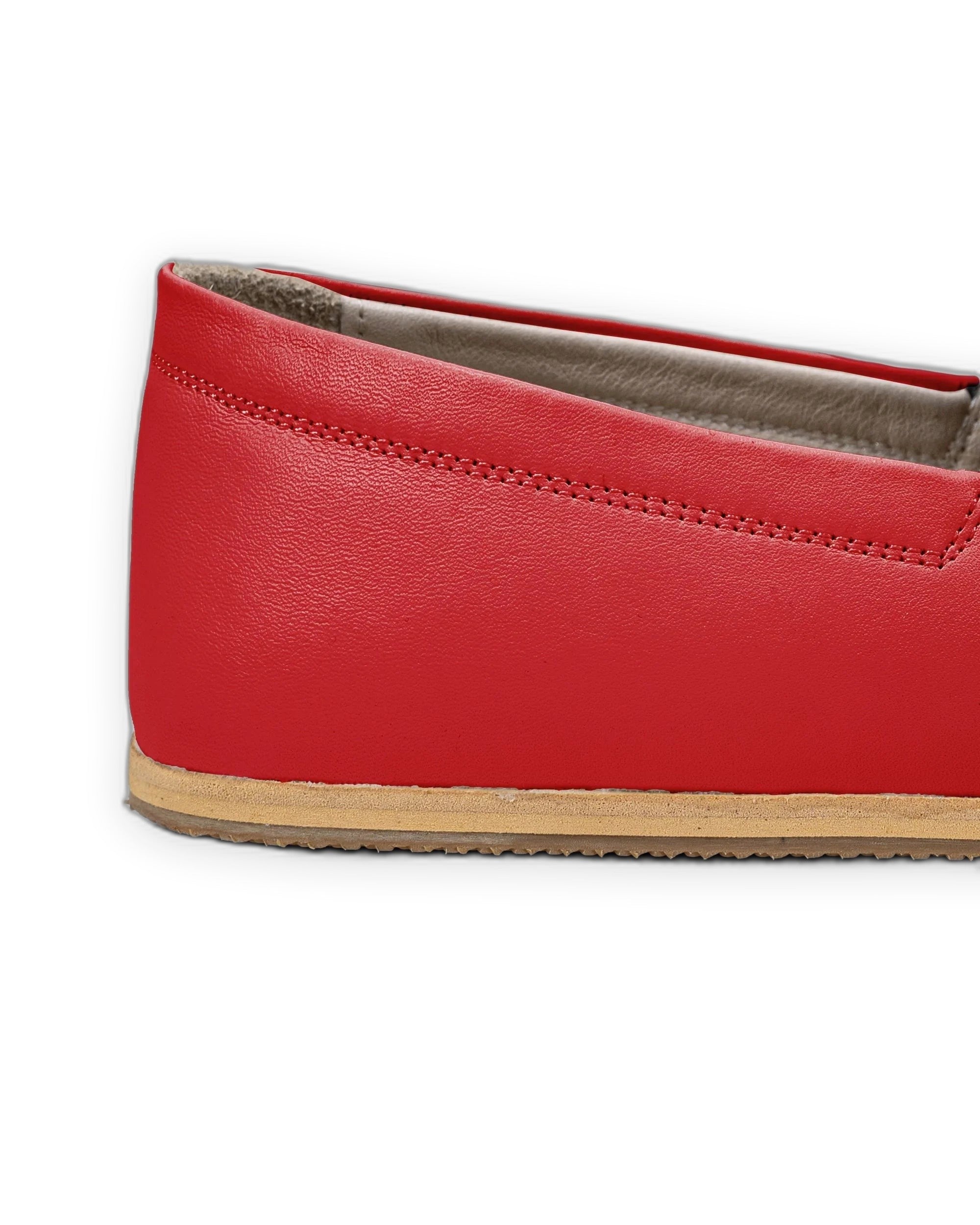 Detail Red Barefoot Shoes - Handcrafted Calf Leather Turkey | Bespoky