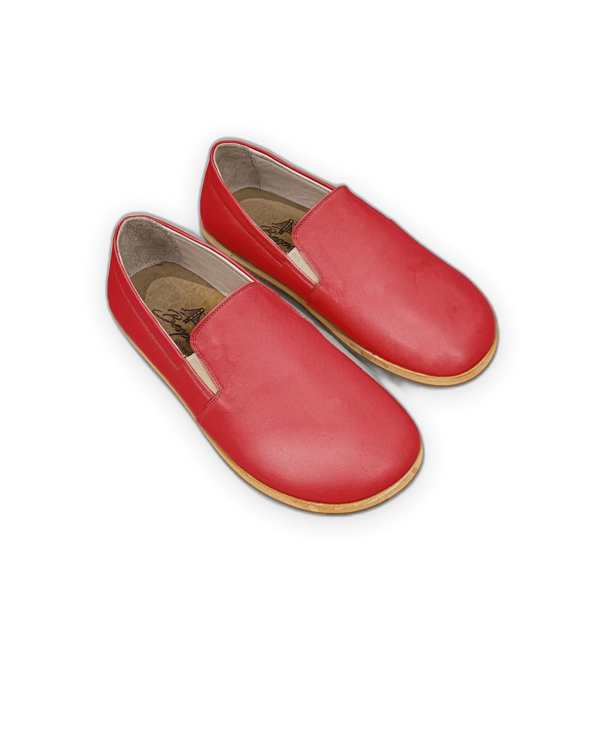 Men's Red Barefoot Shoes - Handcrafted Calf Leather Wide Toe Box | Bespoky