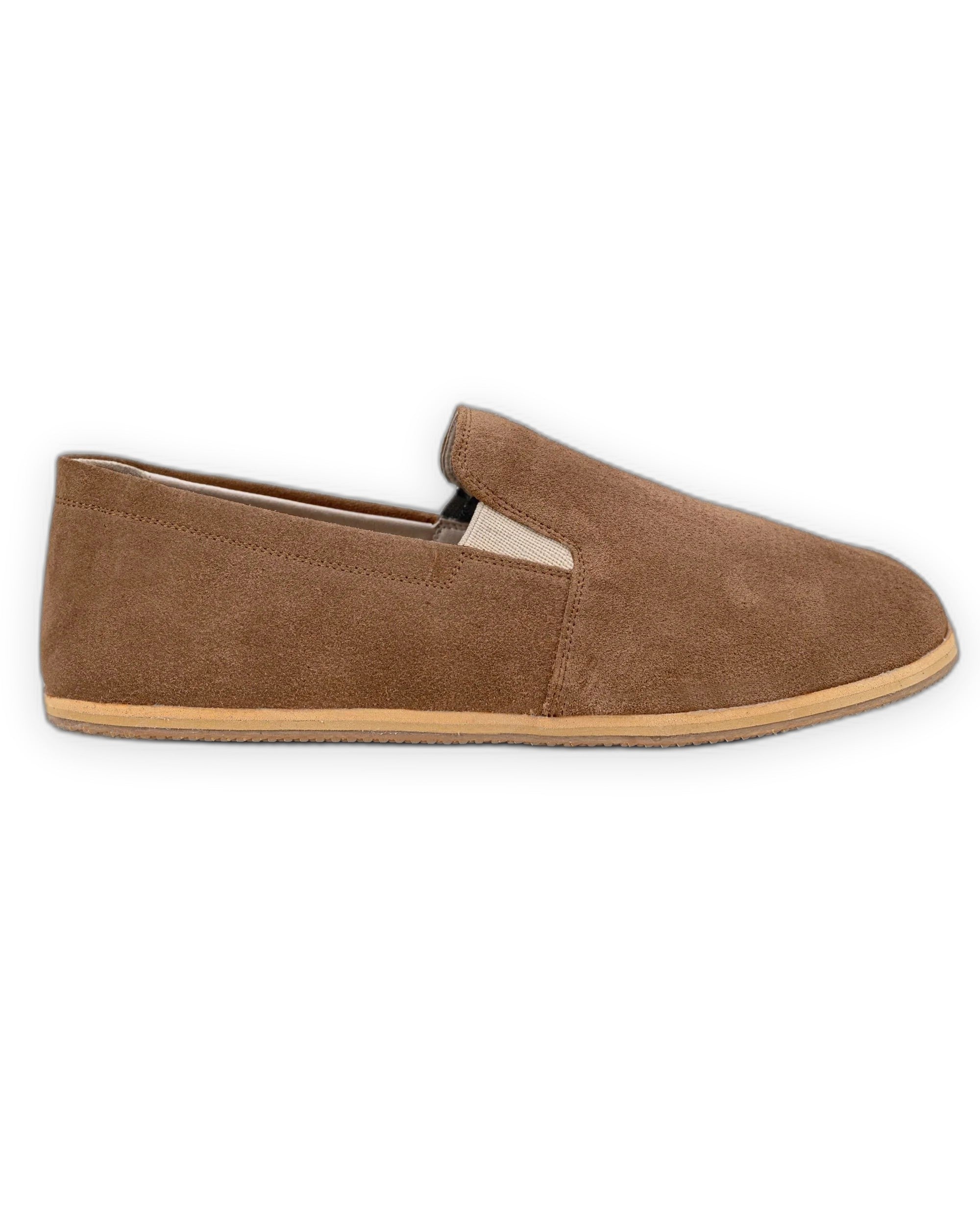 Top view Tan Suede Barefoot Shoes - Handcrafted Calf Leather | Bespoky
