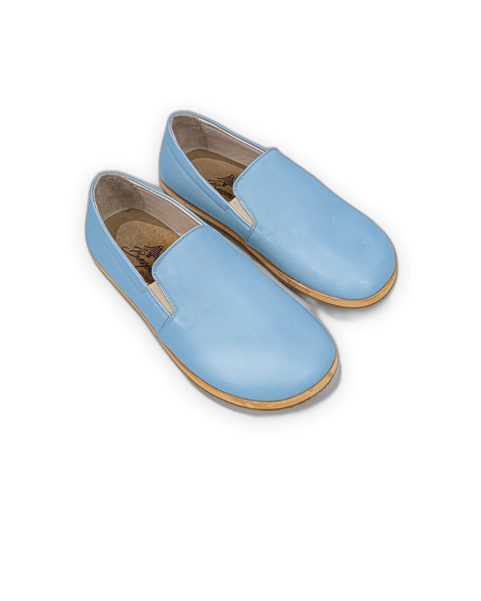 Women's Baby Blue Barefoot Shoes - Handcrafted Calf Leather Wide Toe Box | Bespoky