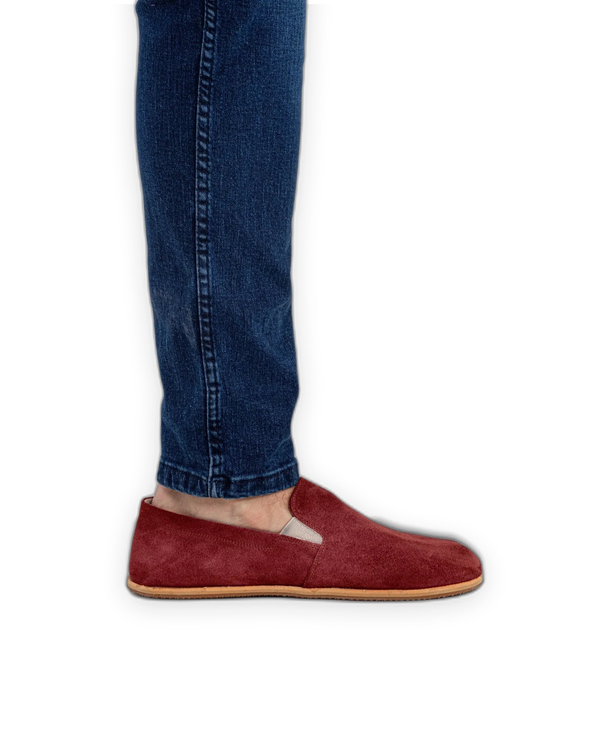 Pair Burgundy Barefoot Shoes - Barefoot Wide Toe Calf Leather | Bespoky