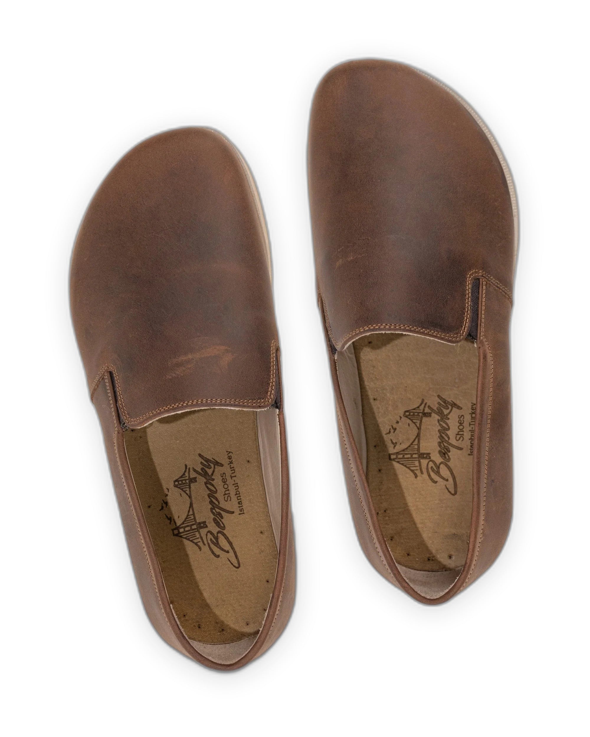 Side view Tan Barefoot Shoes - Calf Leather Zero Drop | Bespoky