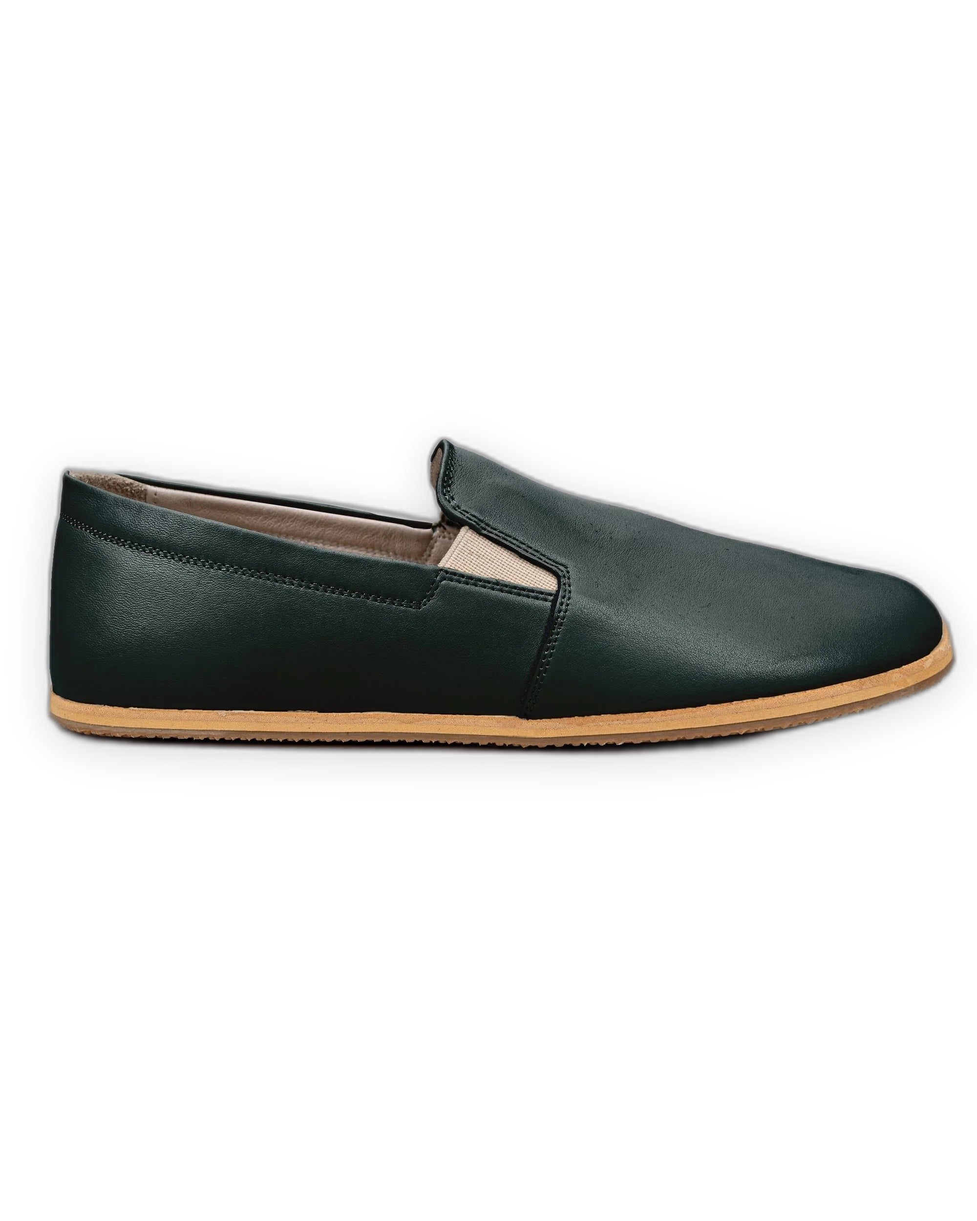 Top view Dark Green Barefoot Shoes - Handcrafted Calf Leather | Bespoky