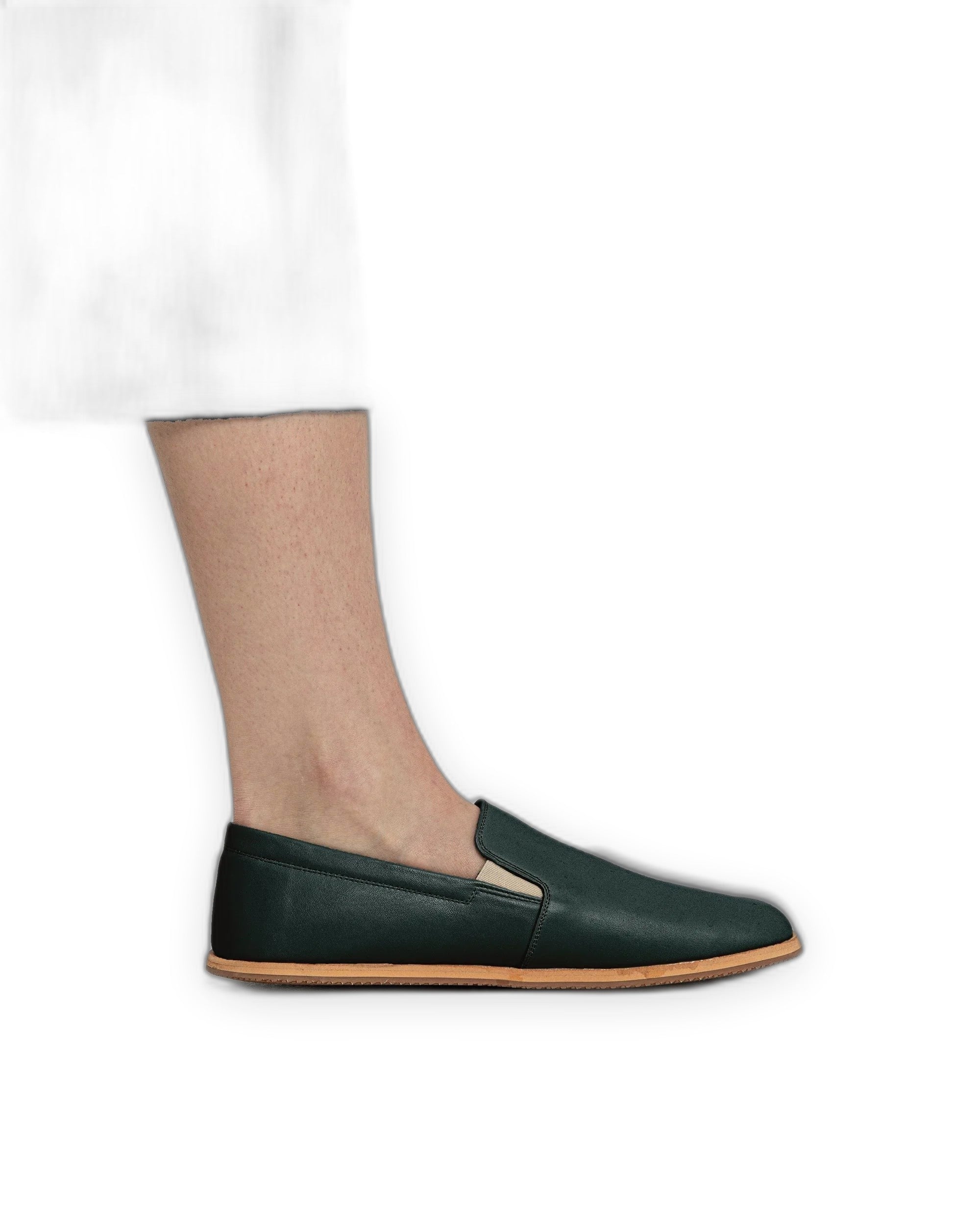 Back view Dark Green Barefoot Shoes - Calf Leather Handcrafted | Bespoky