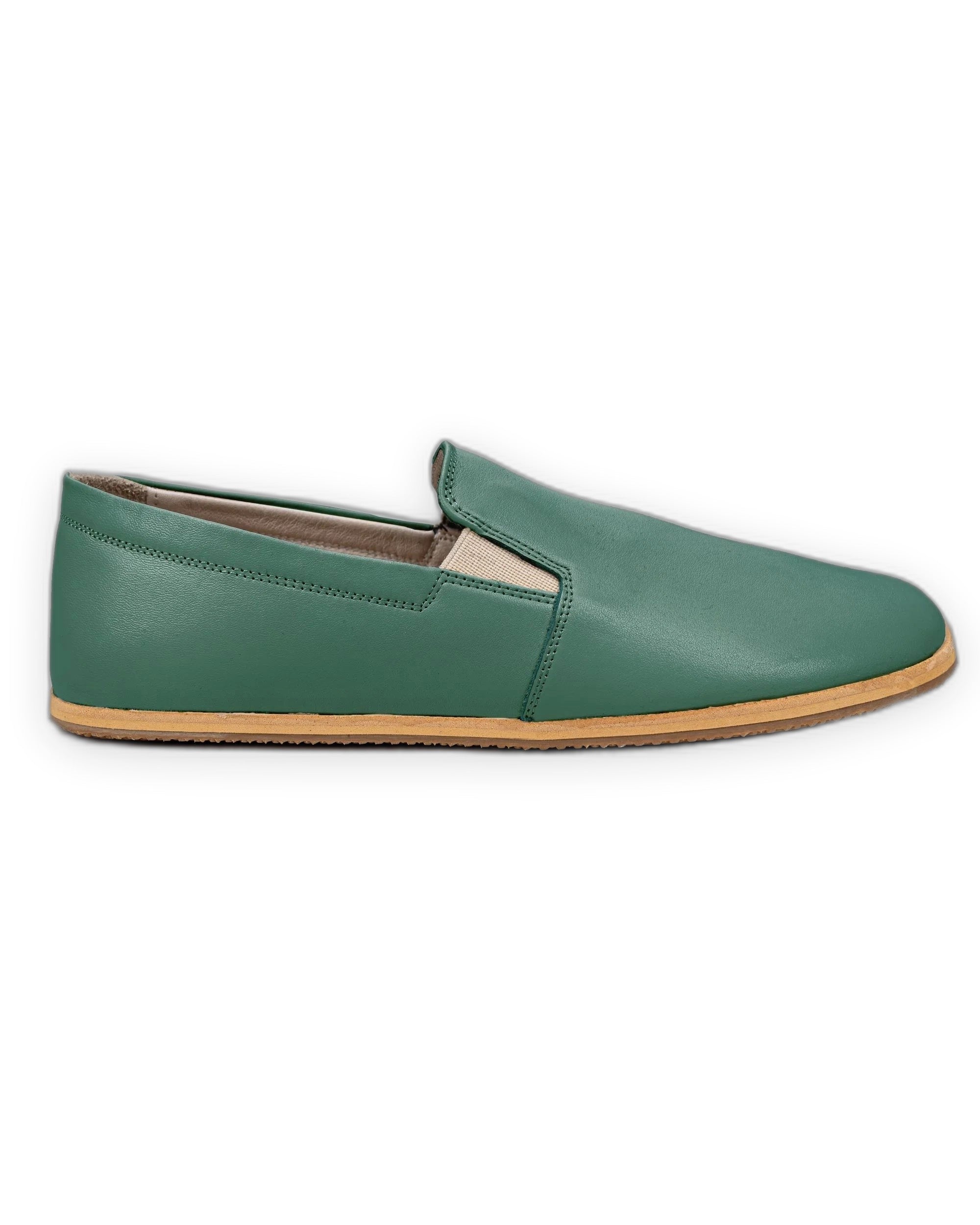 Back view Green Barefoot Shoes - Calf Leather Handcrafted | Bespoky