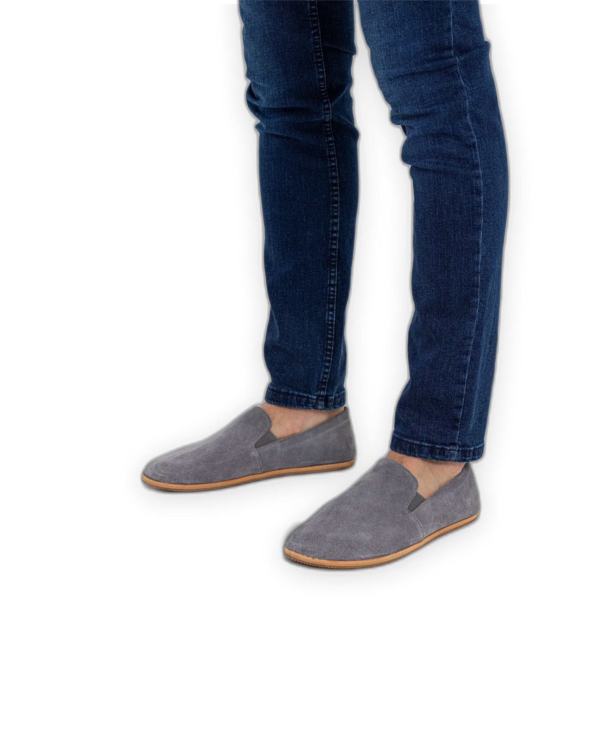 Back view Grey Barefoot Shoes - Calf Leather Handcrafted | Bespoky