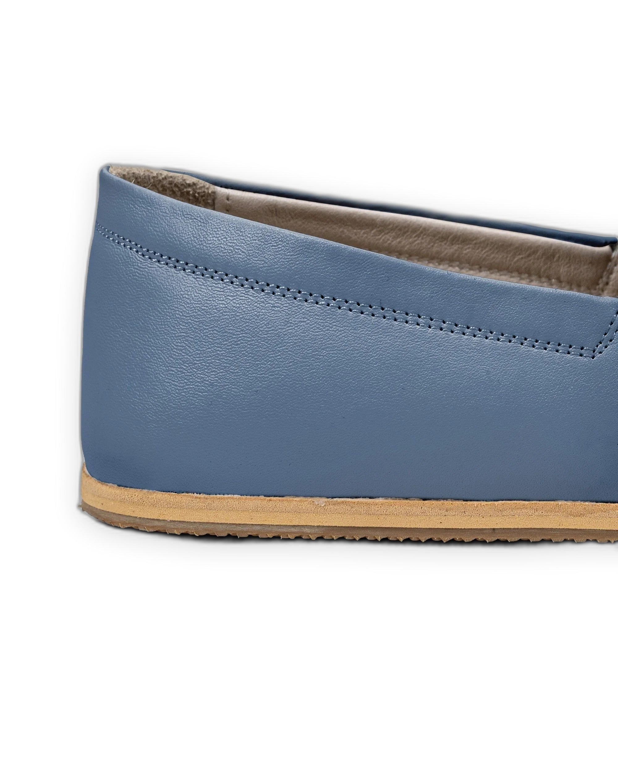 Close-up calf leather - Jean Blue Barefoot Shoes Detail | Bespoky
