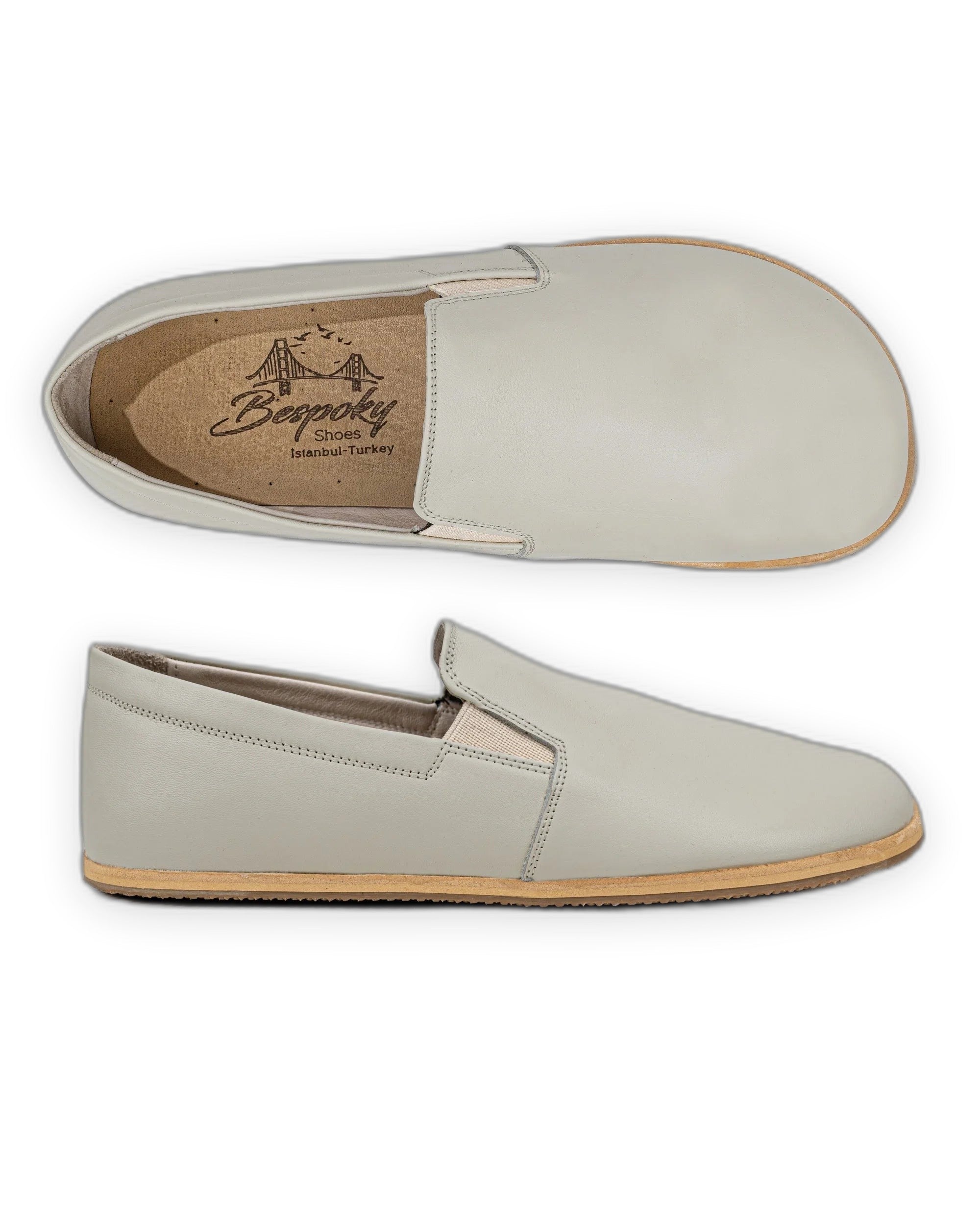 Pair Lucas Beige Barefoot Shoes - Barefoot Wide Toe Calf Leather | Bespoky
