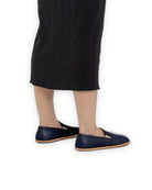 Pair Navy Blue Barefoot Shoes - Barefoot Wide Toe Calf Leather | Bespoky