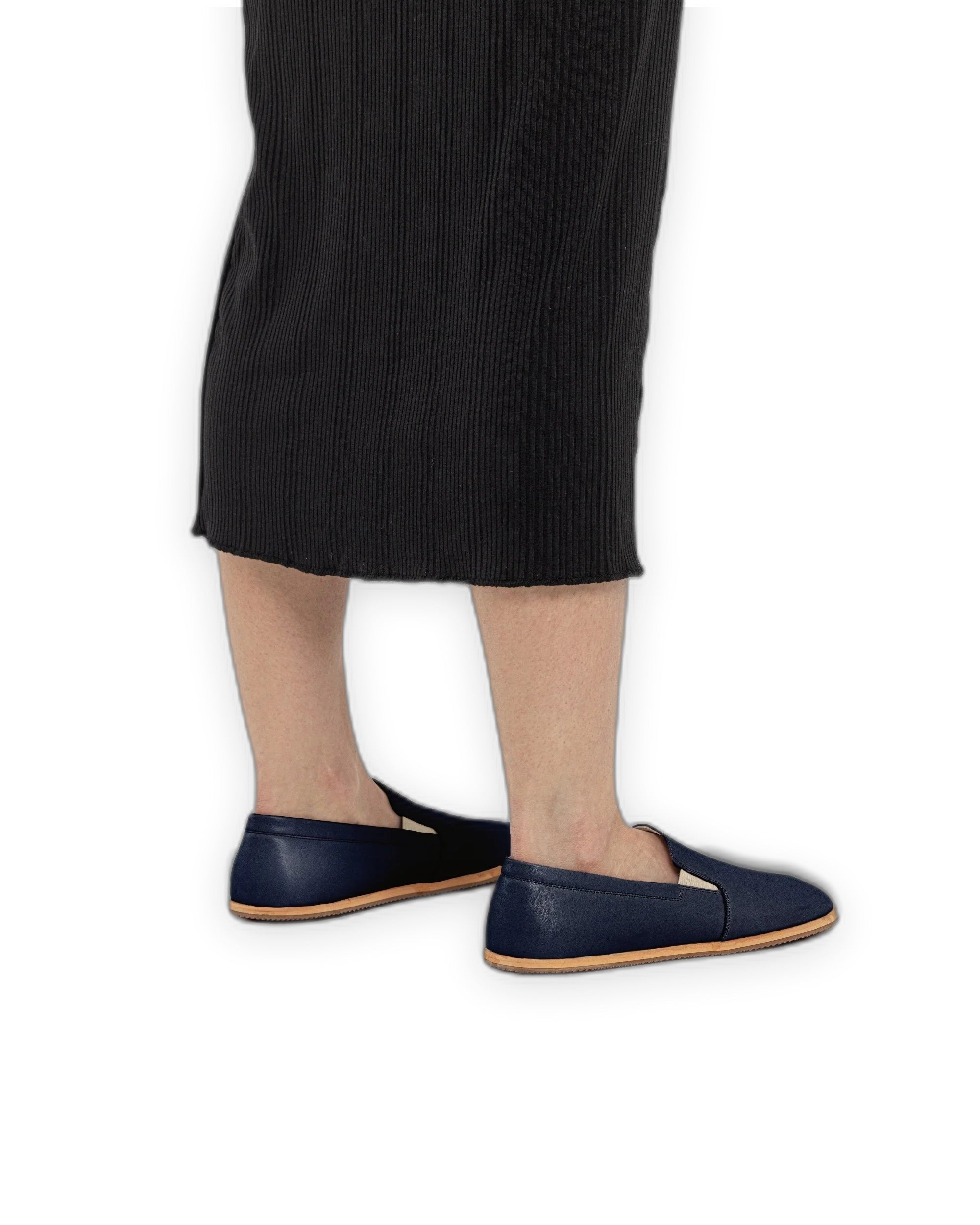 Pair Navy Blue Barefoot Shoes - Barefoot Wide Toe Calf Leather | Bespoky