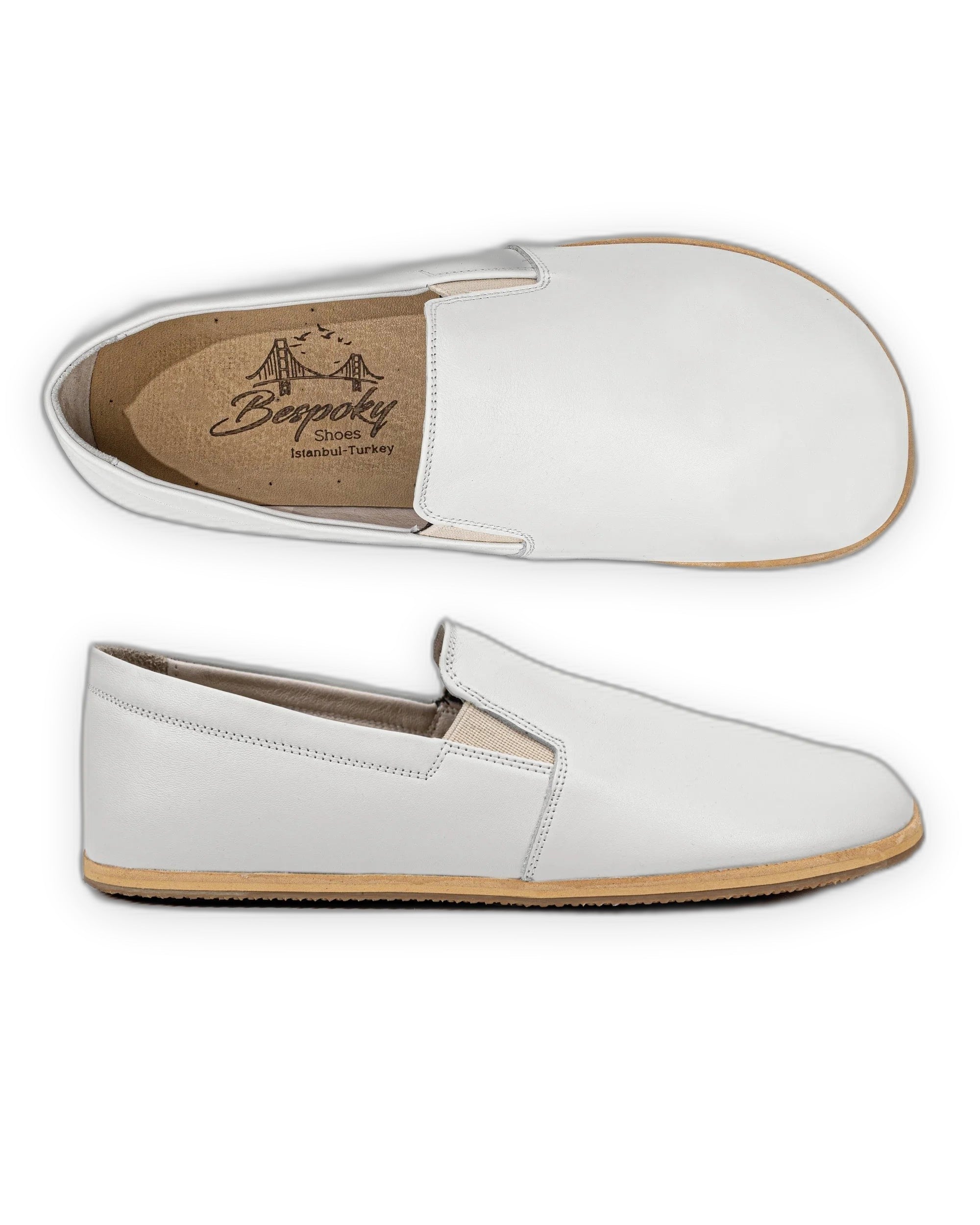 Top view White Barefoot Shoes - Handcrafted Calf Leather | Bespoky