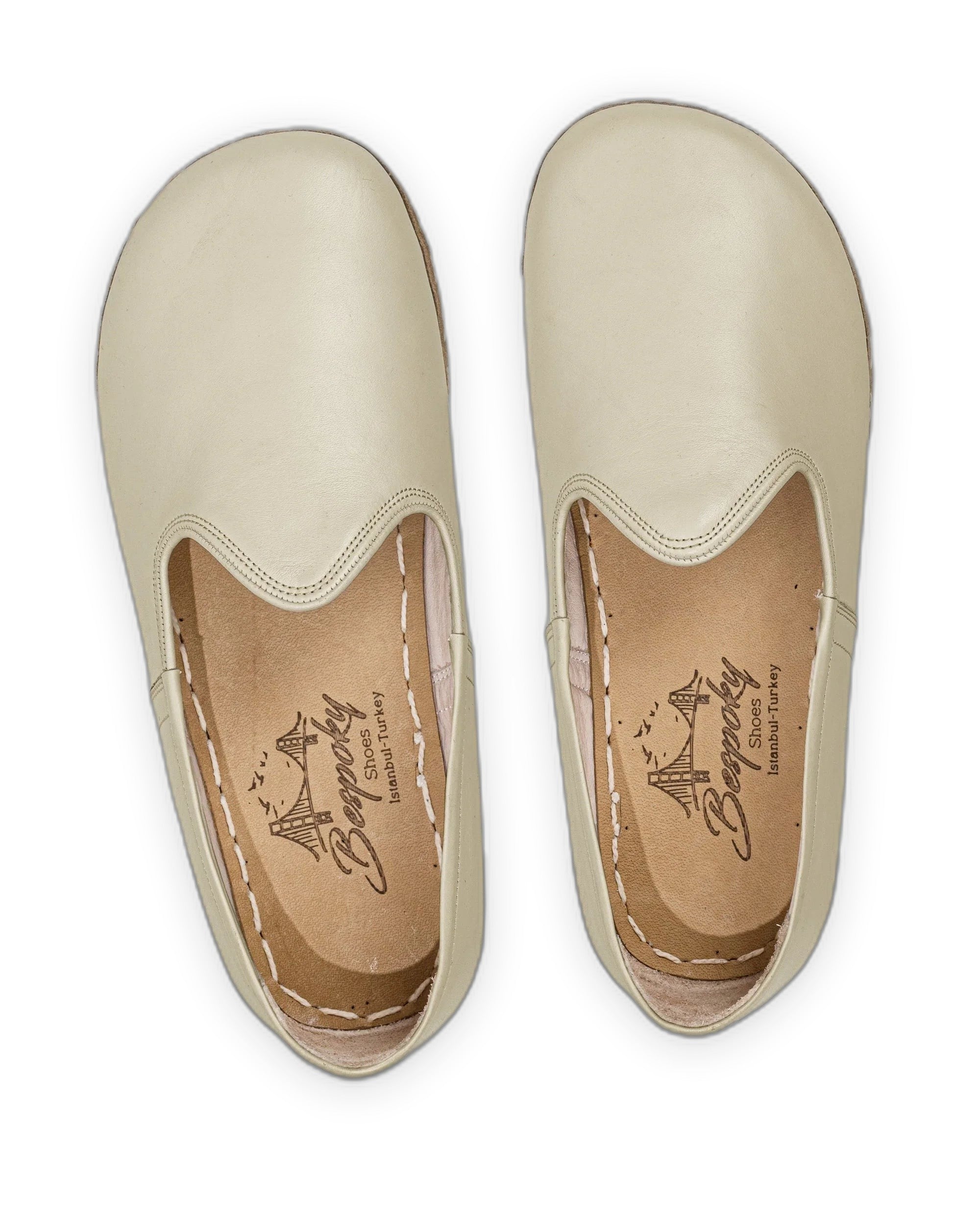 Top view Beige Barefoot Yemeni - Handcrafted Calf Leather | Bespoky