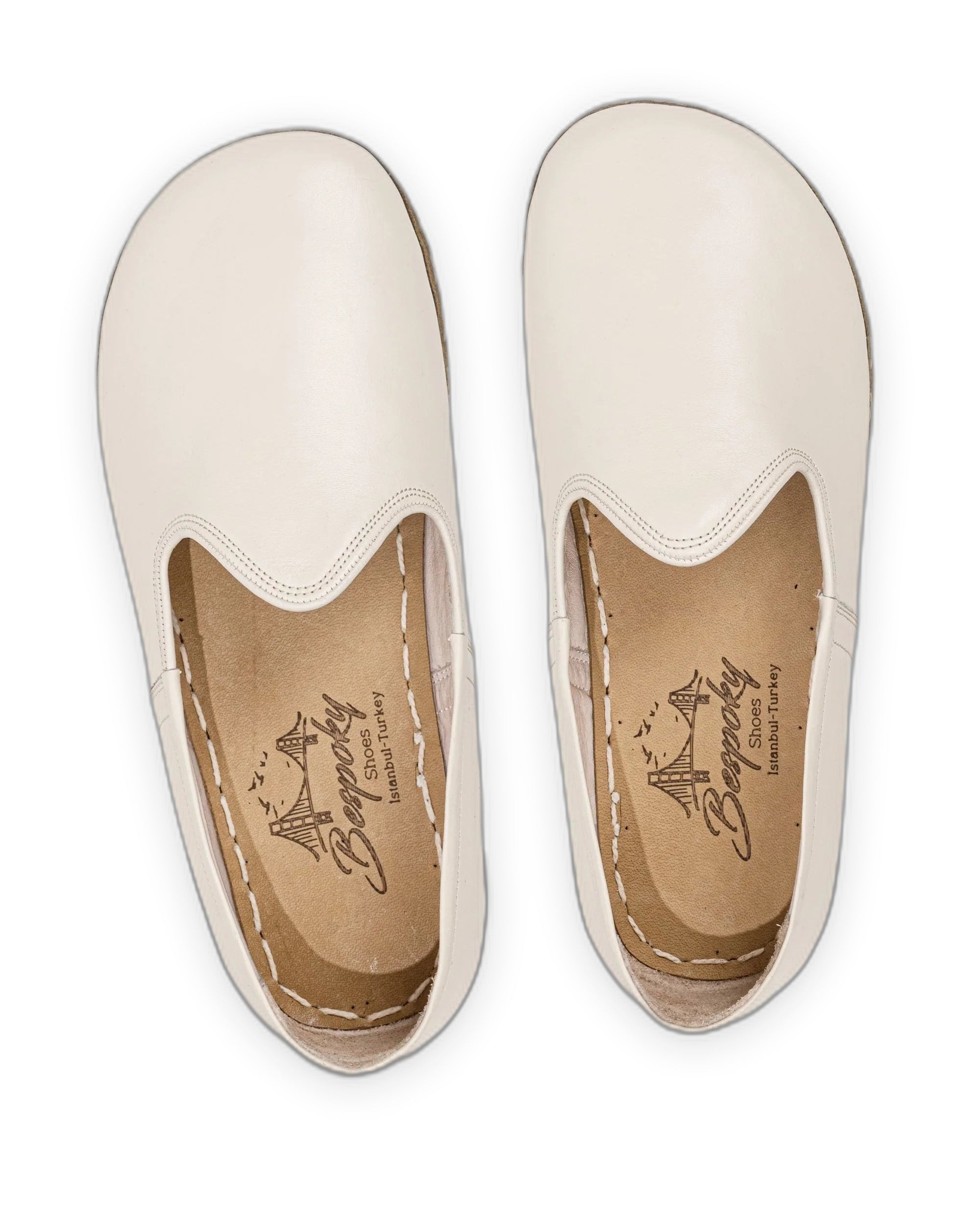Top view Cream Barefoot Yemeni - Handcrafted Calf Leather | Bespoky