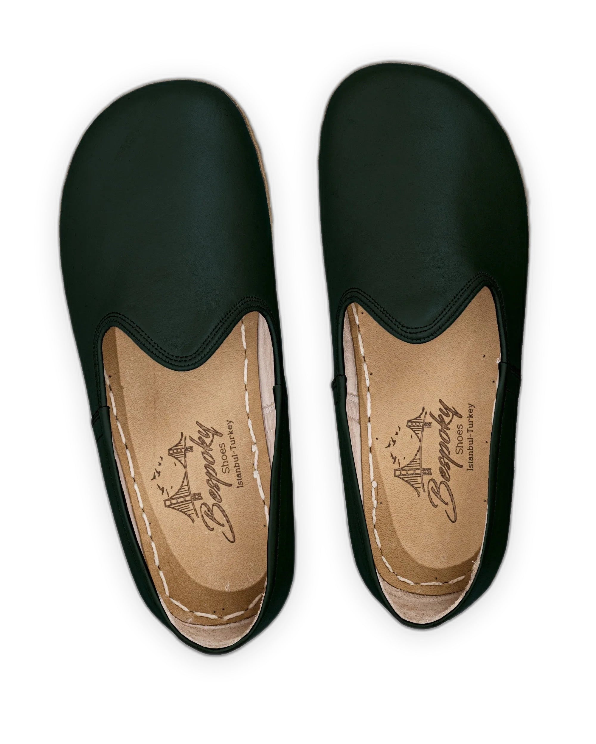 Side view Dark Green Barefoot Yemeni - Calf Leather Zero Drop | Bespoky