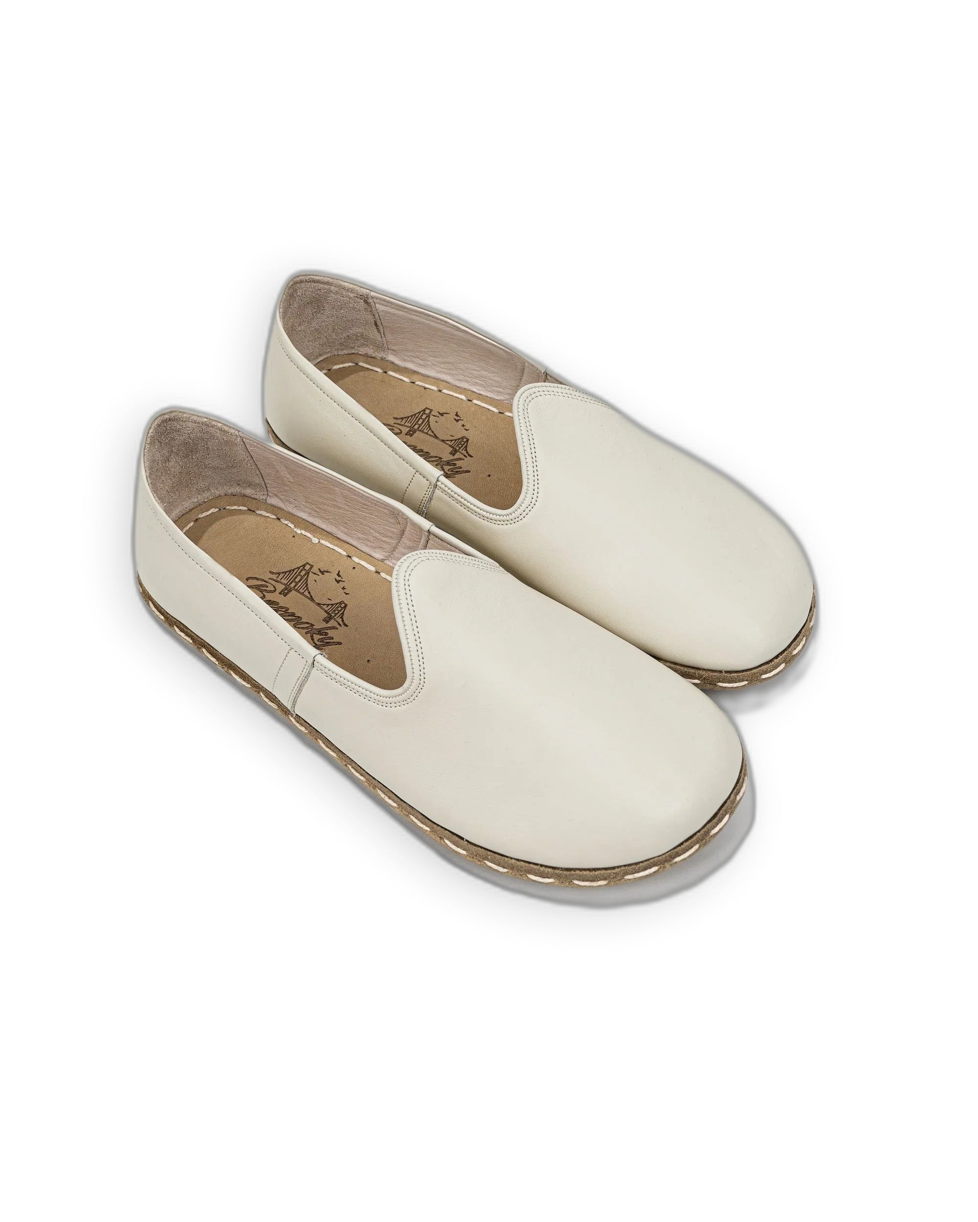 Women's Lucas Beige Barefoot Yemeni - Handcrafted Calf Leather Wide Toe Box | Bespoky