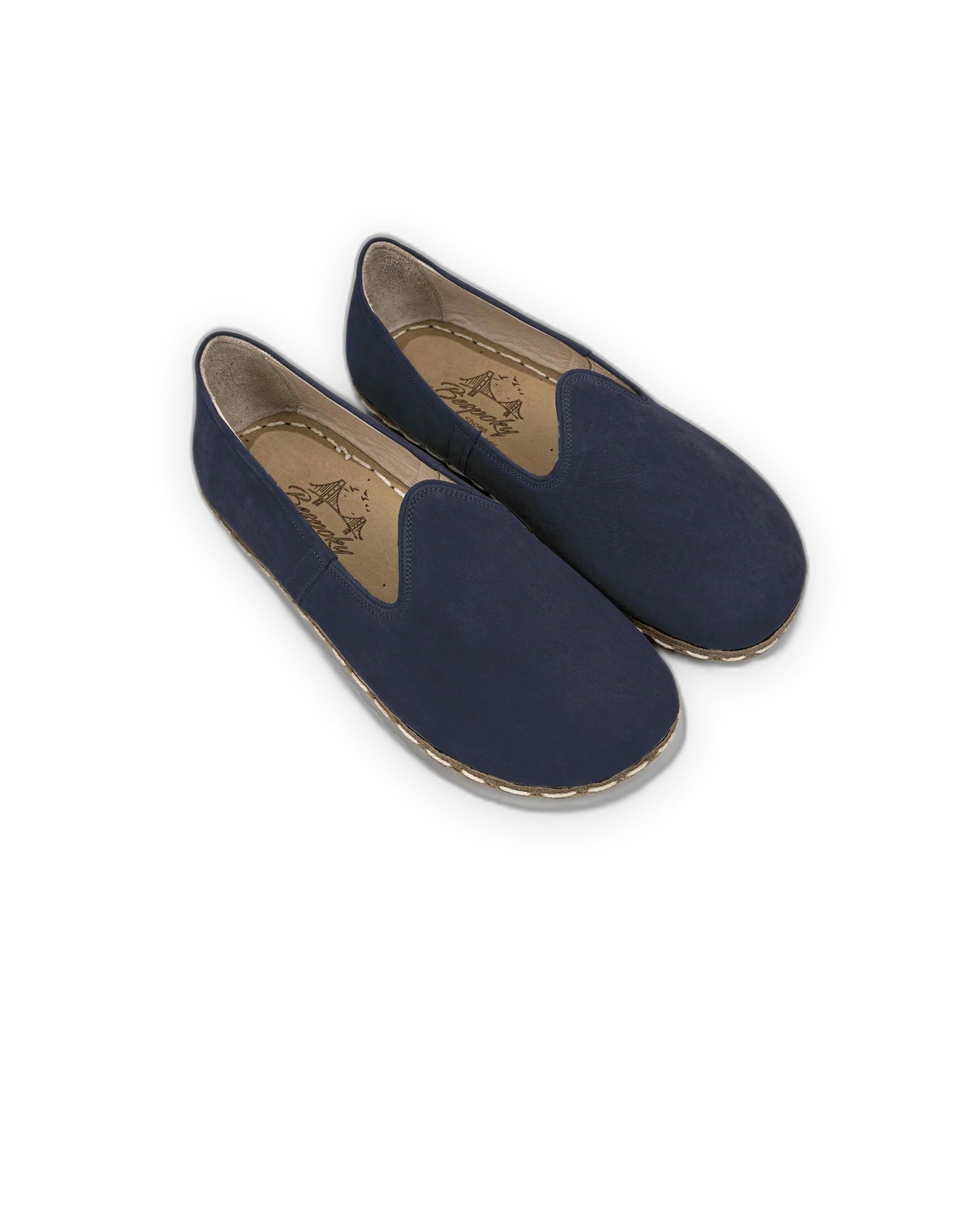 Women's Navy Barefoot Yemeni - Handcrafted Calf Leather Wide Toe Box | Bespoky