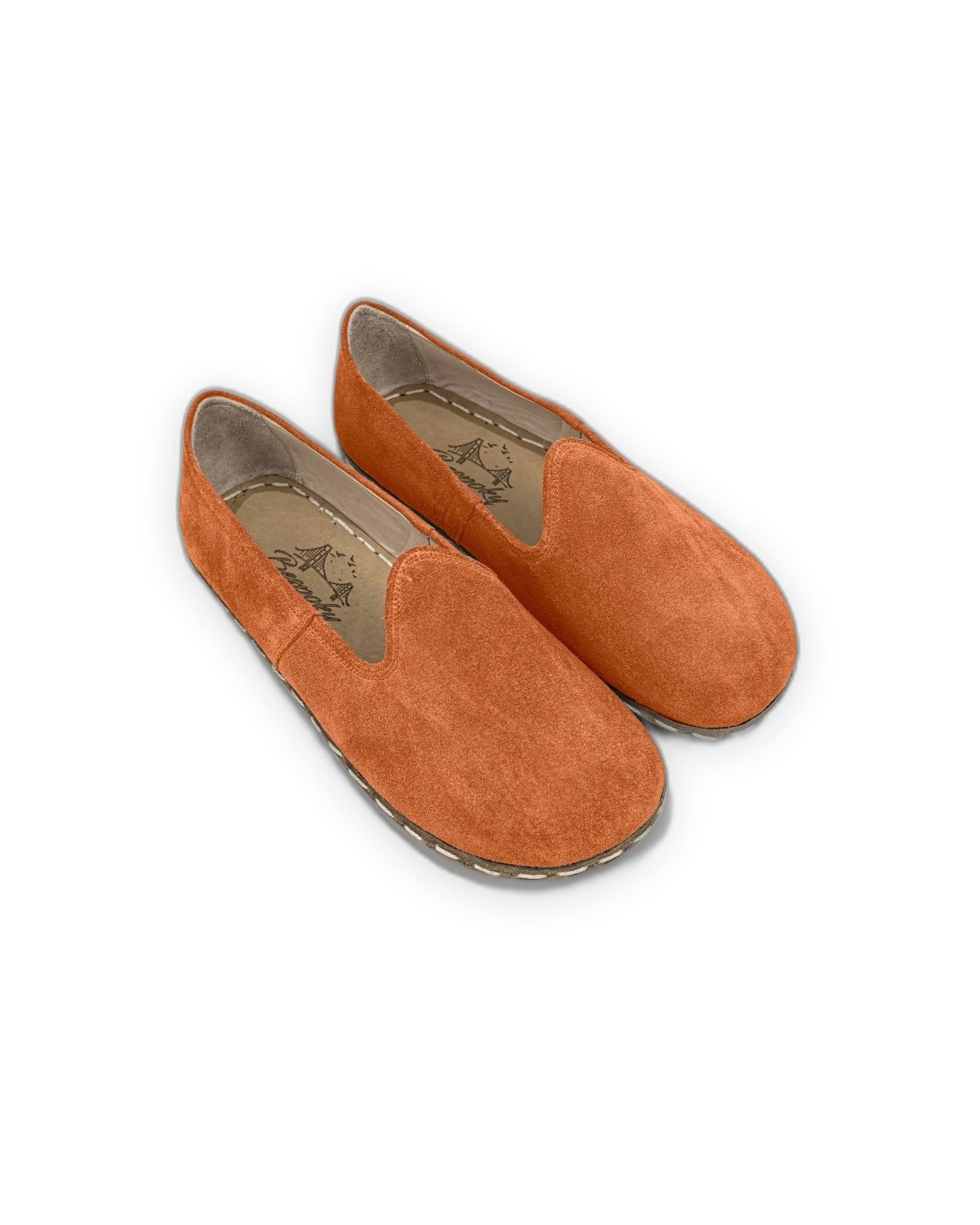 Women's Orange Barefoot Yemeni - Handcrafted Calf Leather Wide Toe Box | Bespoky