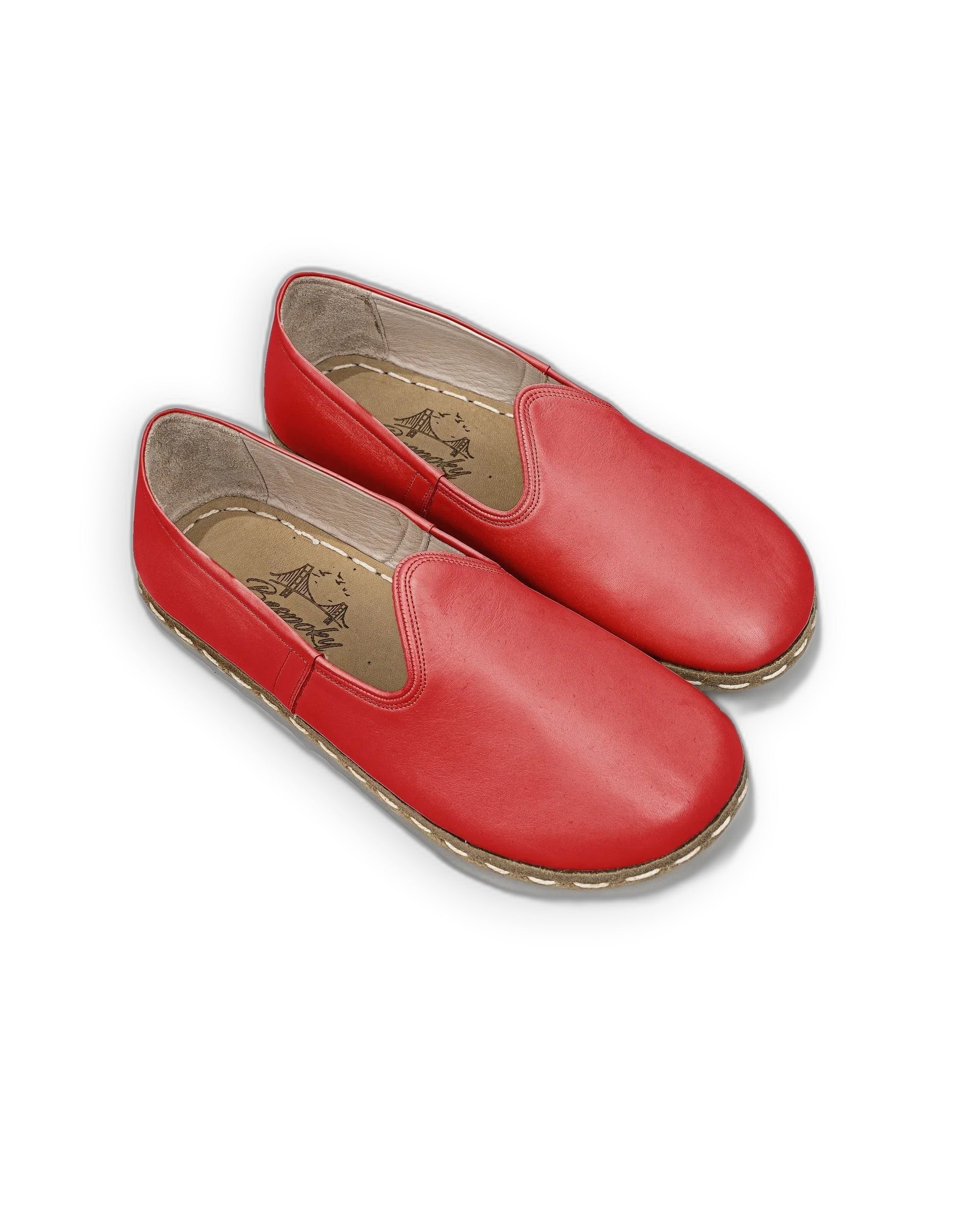 Women's Red Barefoot Yemeni - Handcrafted Calf Leather Wide Toe Box | Bespoky