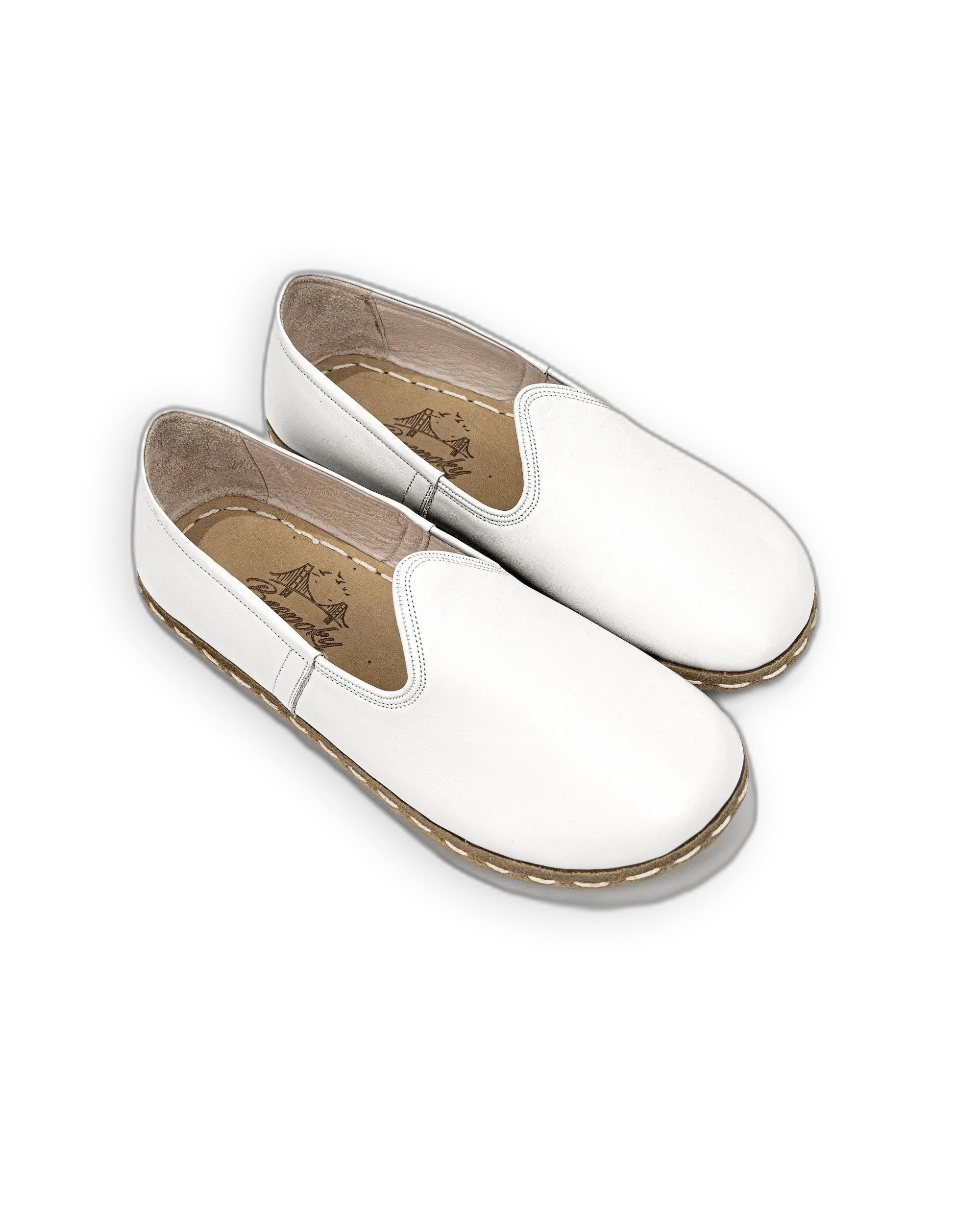 Women's White Barefoot Yemeni - Handcrafted Calf Leather Wide Toe Box | Bespoky