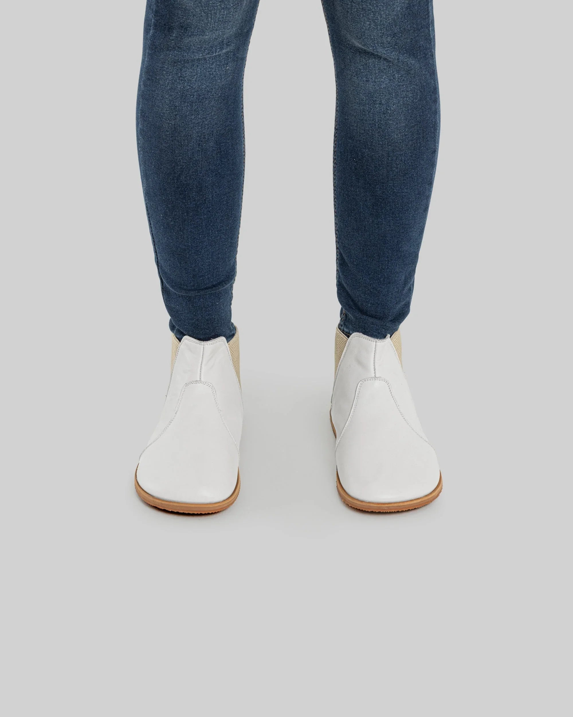 Side view White Chelsea Boots - Calf Leather Zero Drop | Bespoky