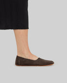 Pair Brown Ballet Flats - Barefoot Wide Toe Calf Leather | Bespoky