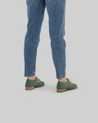 Detail Green Pointed Toe Oxford - Handcrafted Calf Leather Turkey | Bespoky